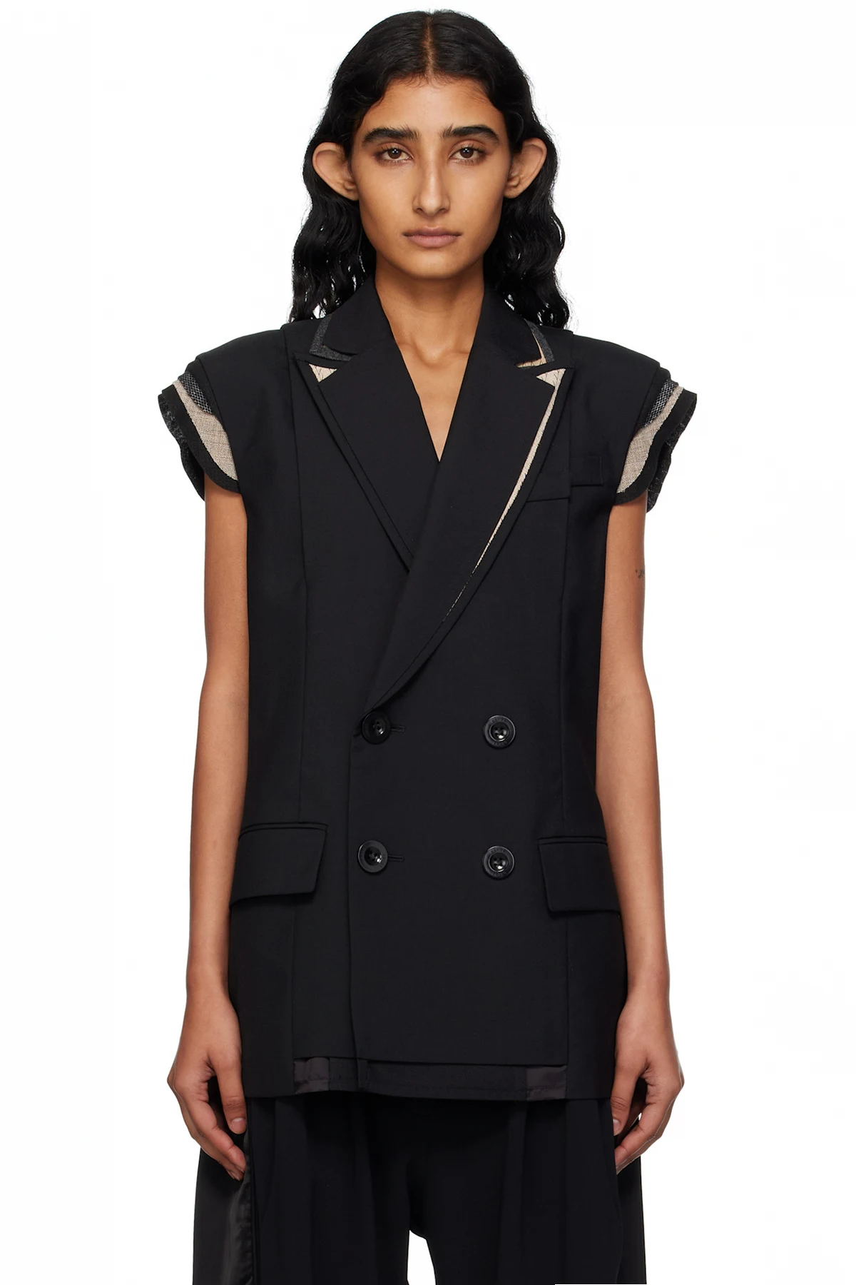 Black Sleeveless Blazer