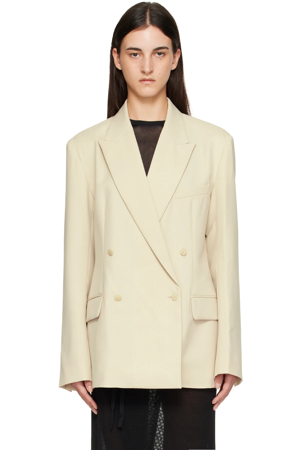 Beige Newark Double Breasted Blazer