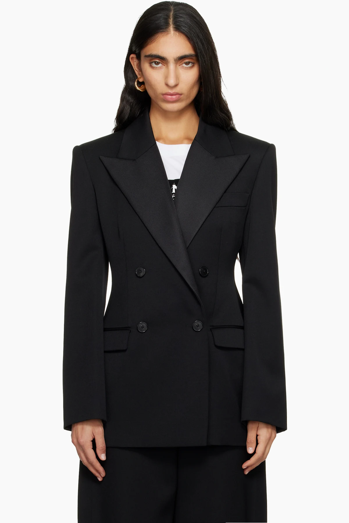 Black Double Breasted Tuxedo Blazer