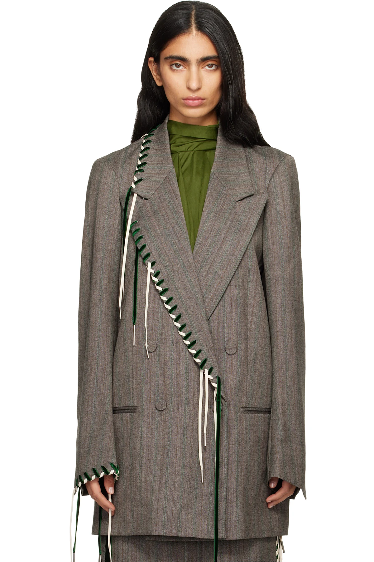 Gray Double-Breasted Blazer