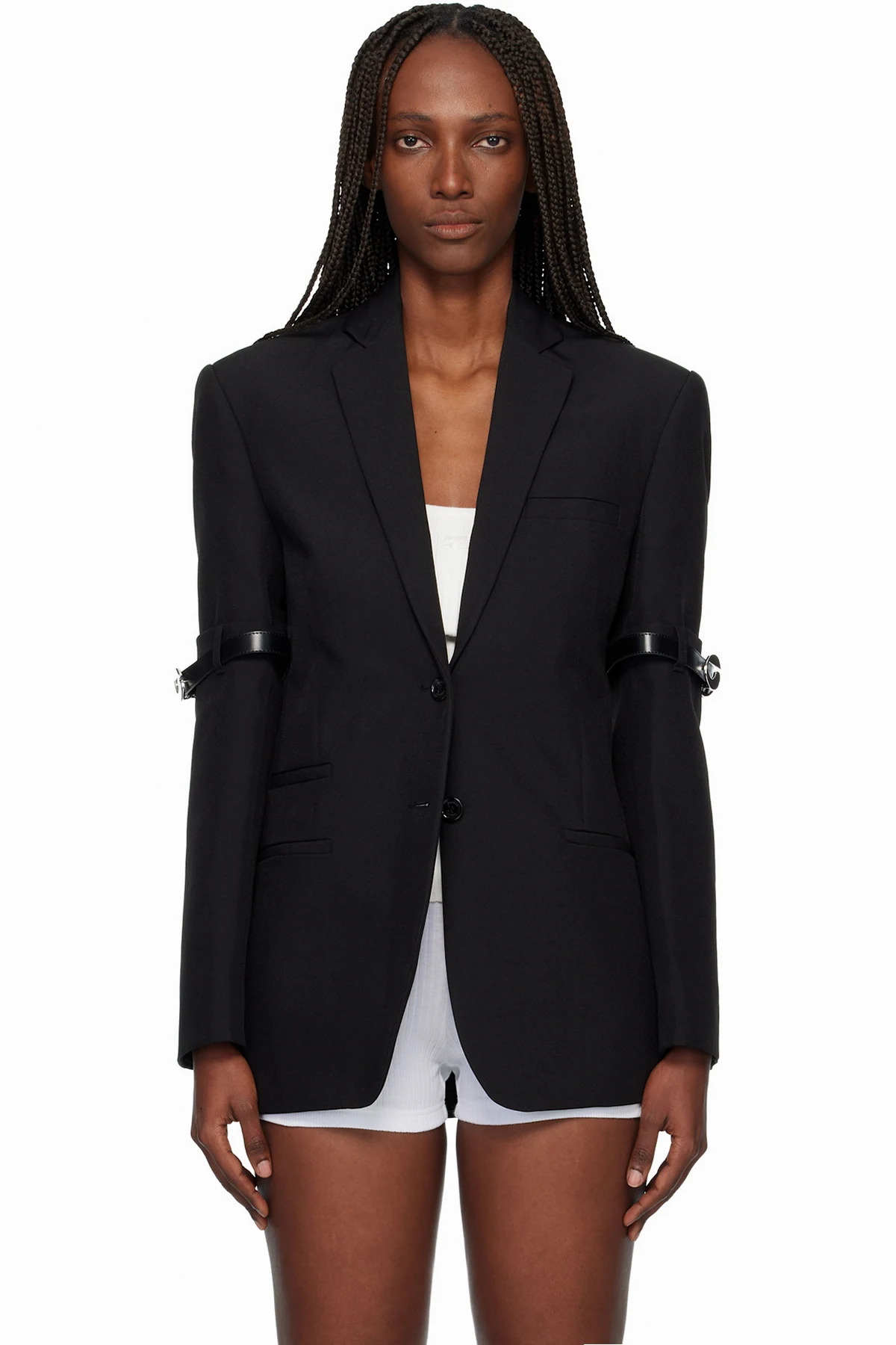 Black Logo Belted Blazer