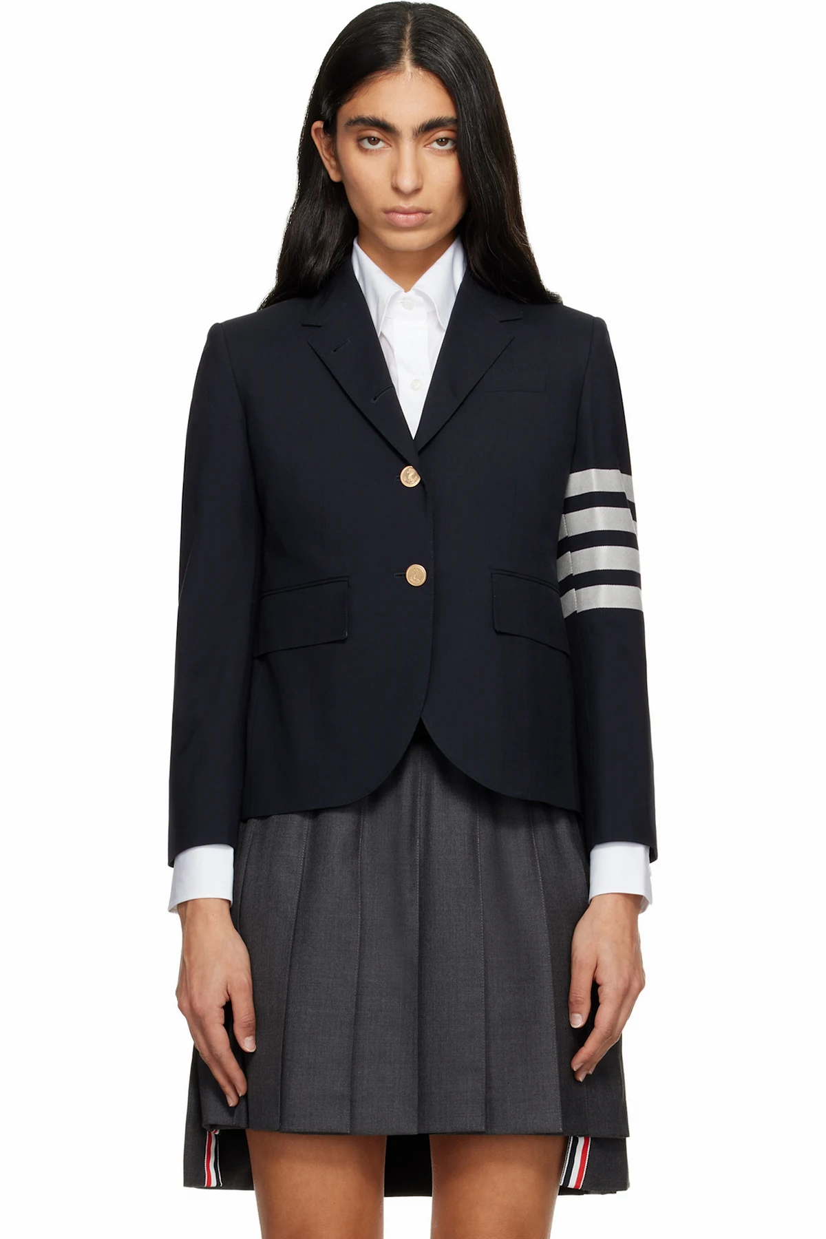 Navy Plain Weave 4-Bar High Armhole Sport Coat