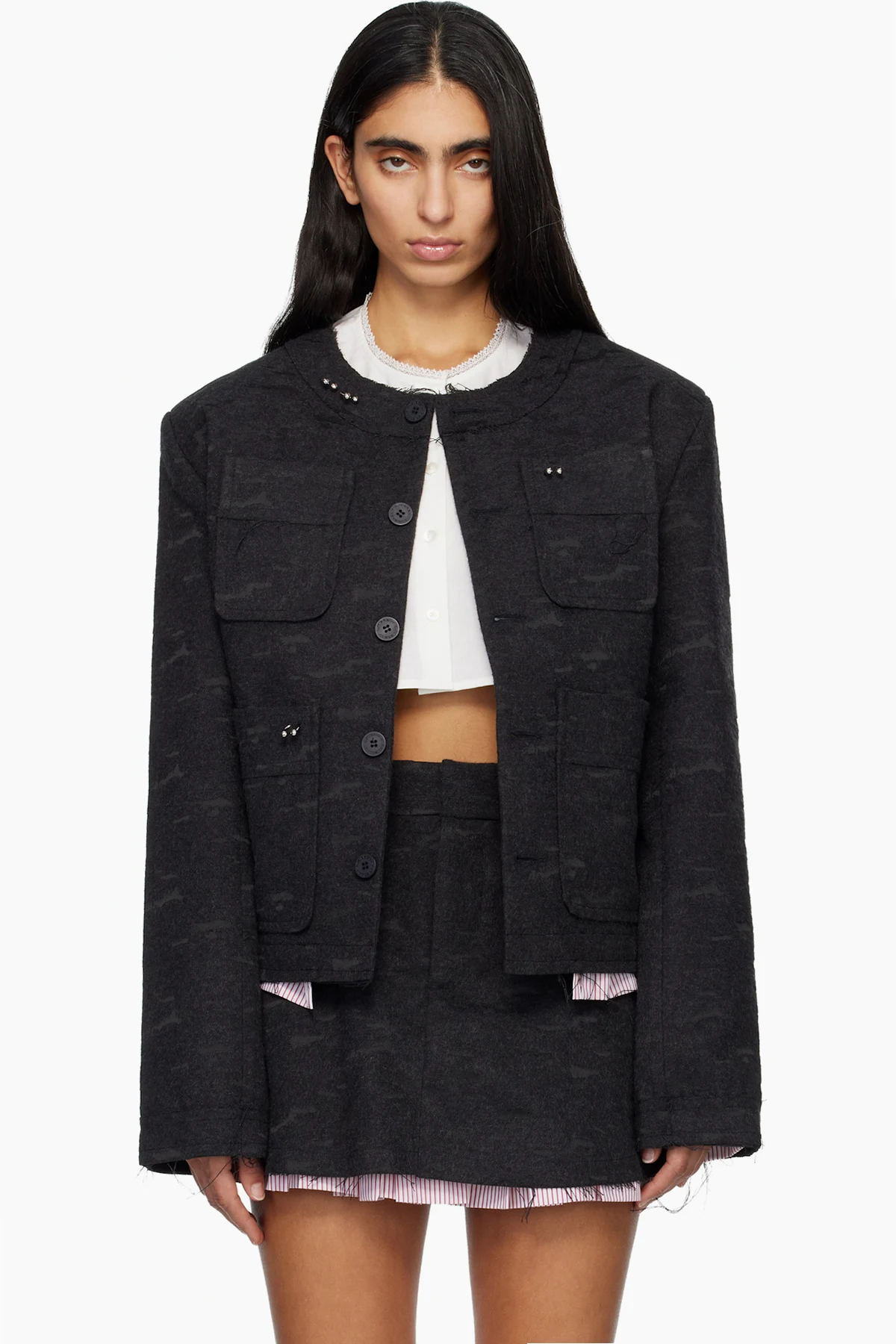 Gray Piercing Blazer