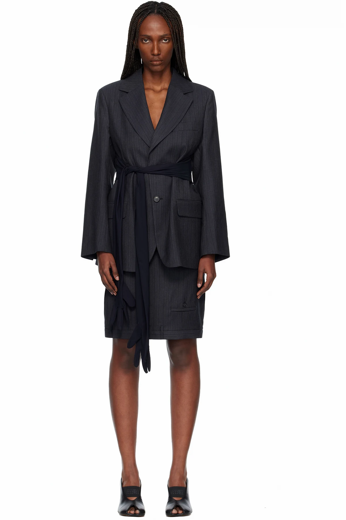 Black Wool-Blend Gloves Blazer