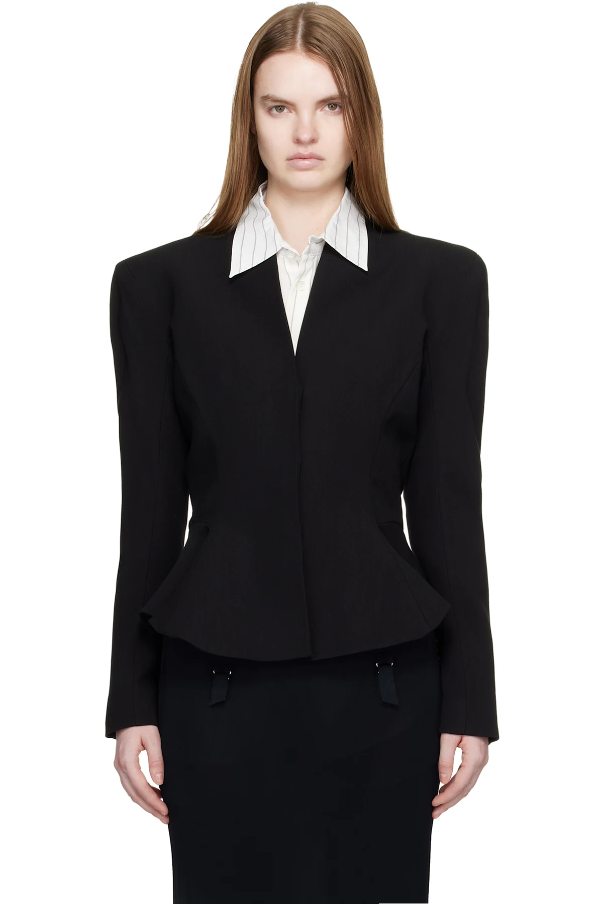 Black Flared Wool Jacket