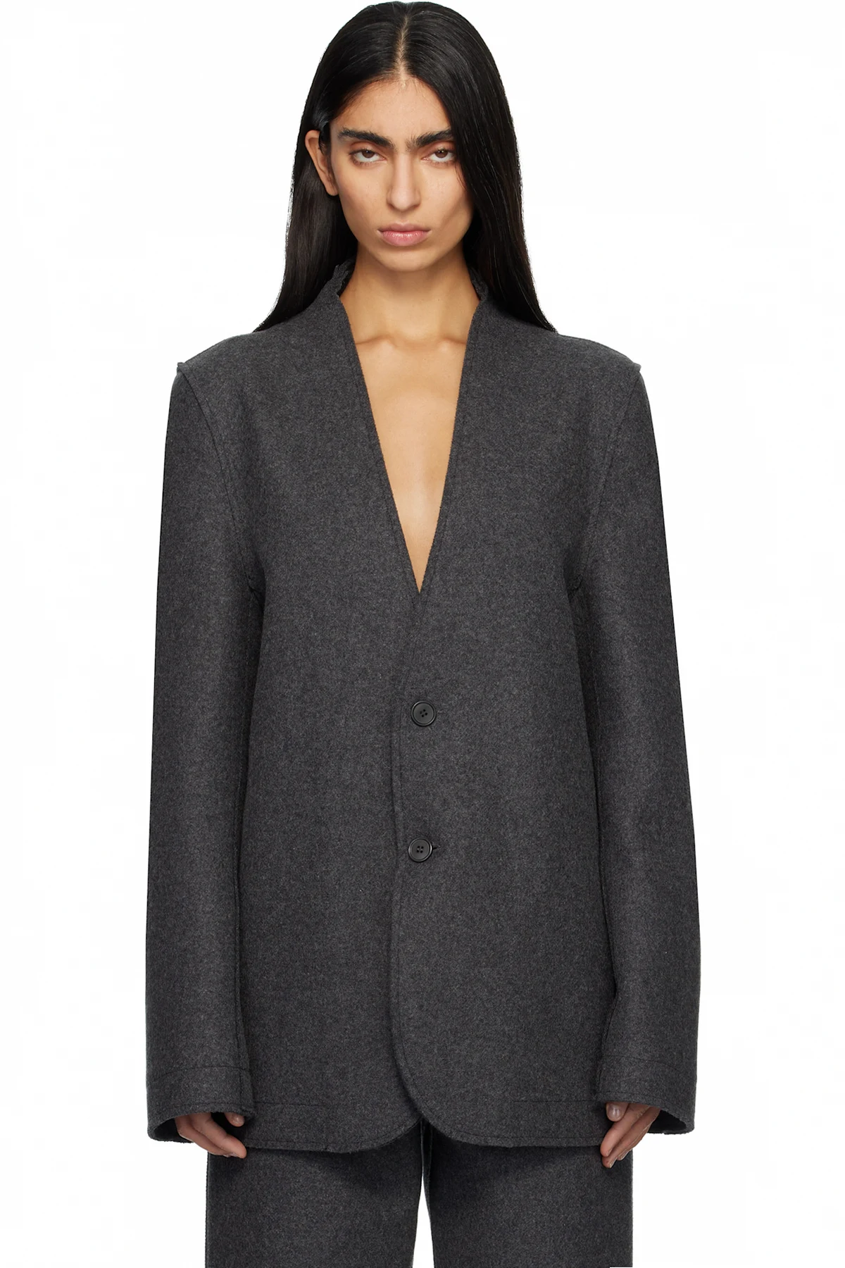 Gray Base Classic Single Breast Blazer