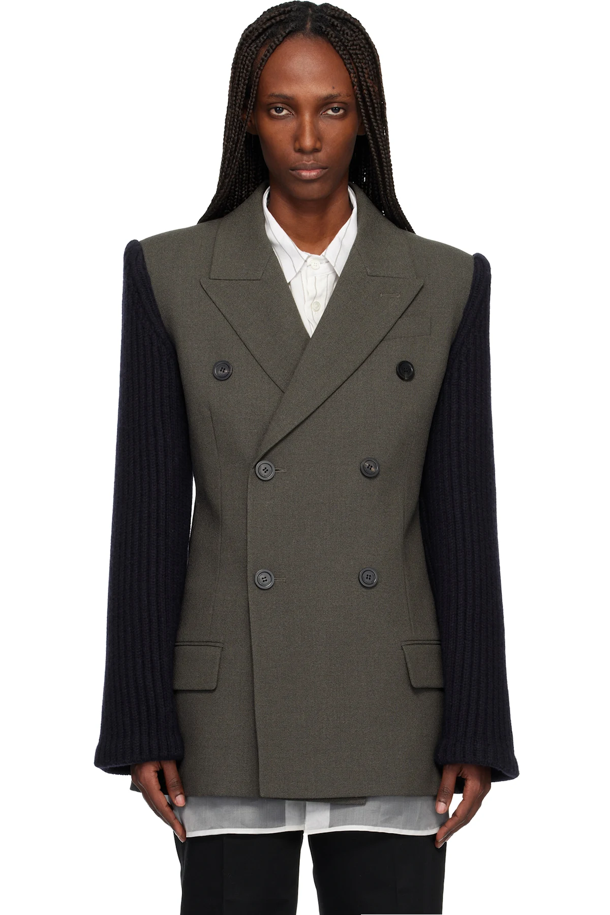 Khaki & Navy 'The Bi-Material Suit' Blazer