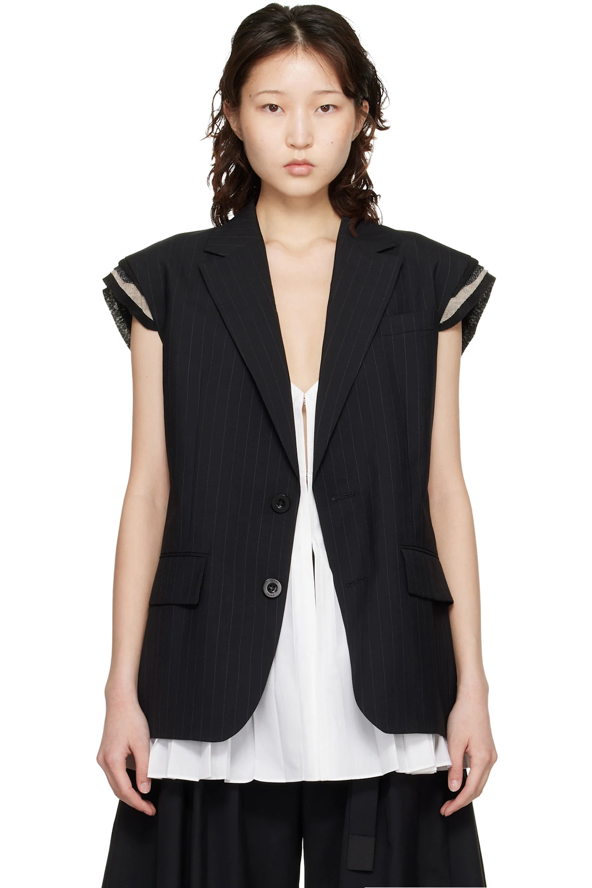 Black Chalk Stripe Vest