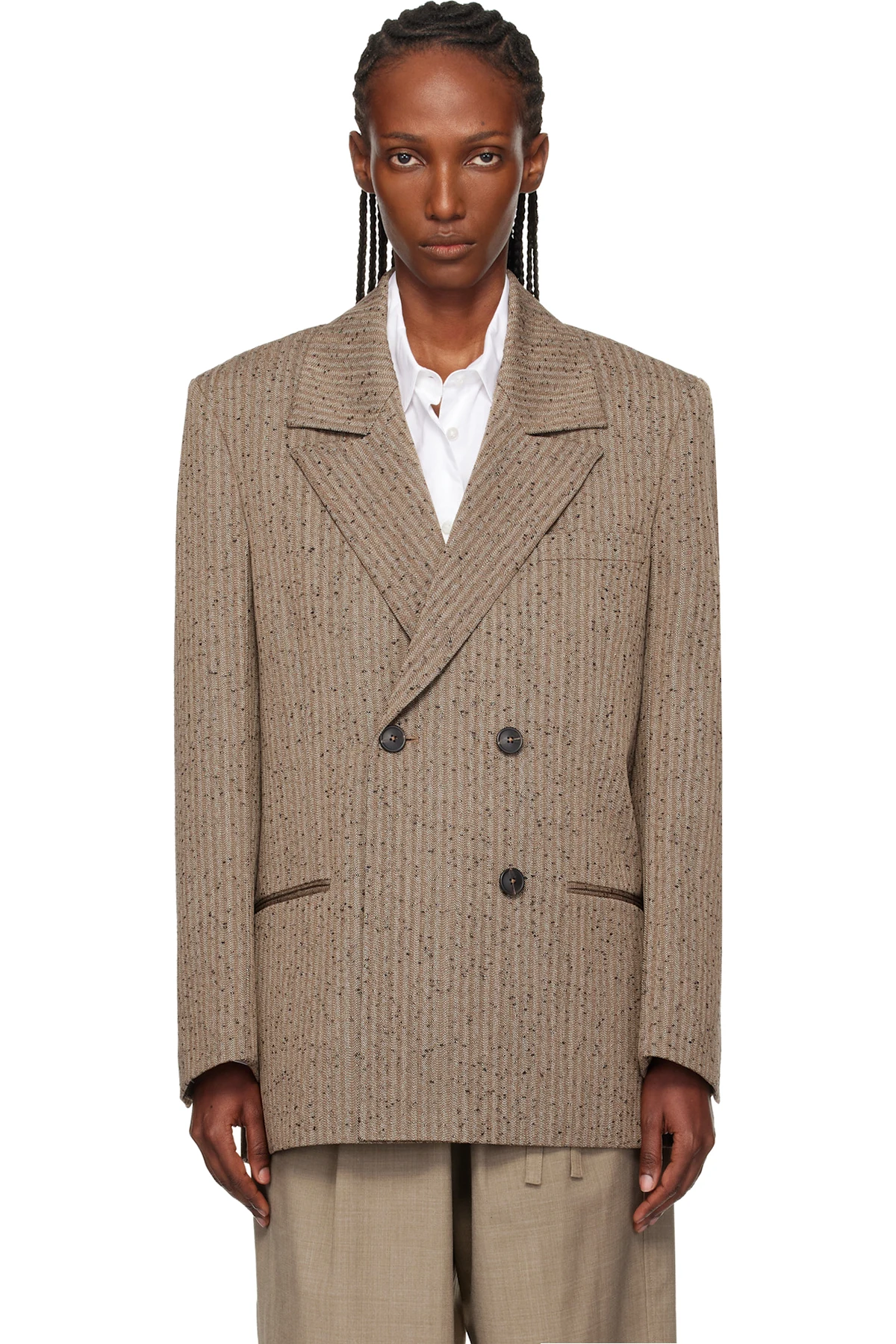 Brown Double-Breasted Blazer