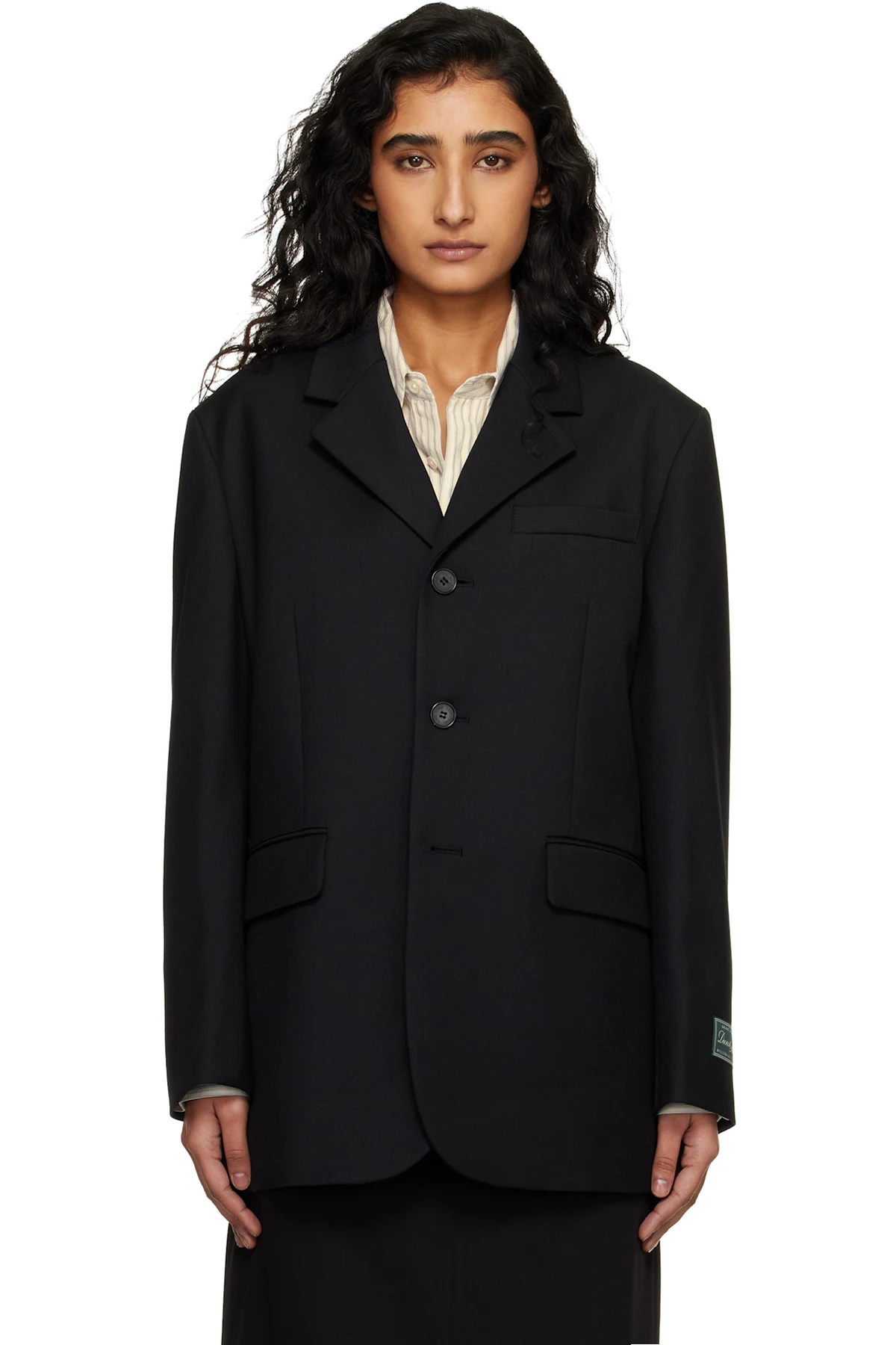 Black 3 Button Wool Blazer