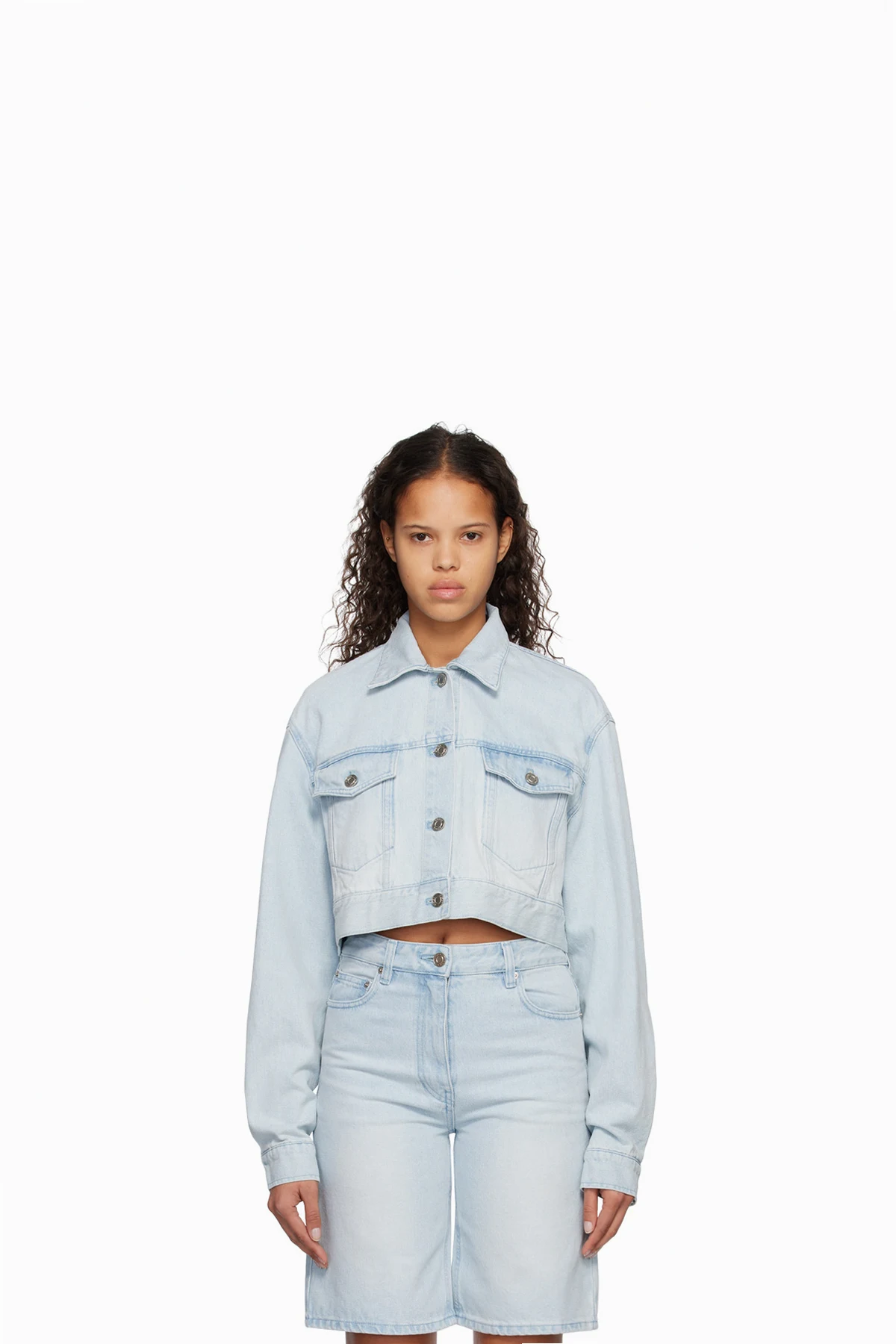 Blue Cropped Denim Jacket