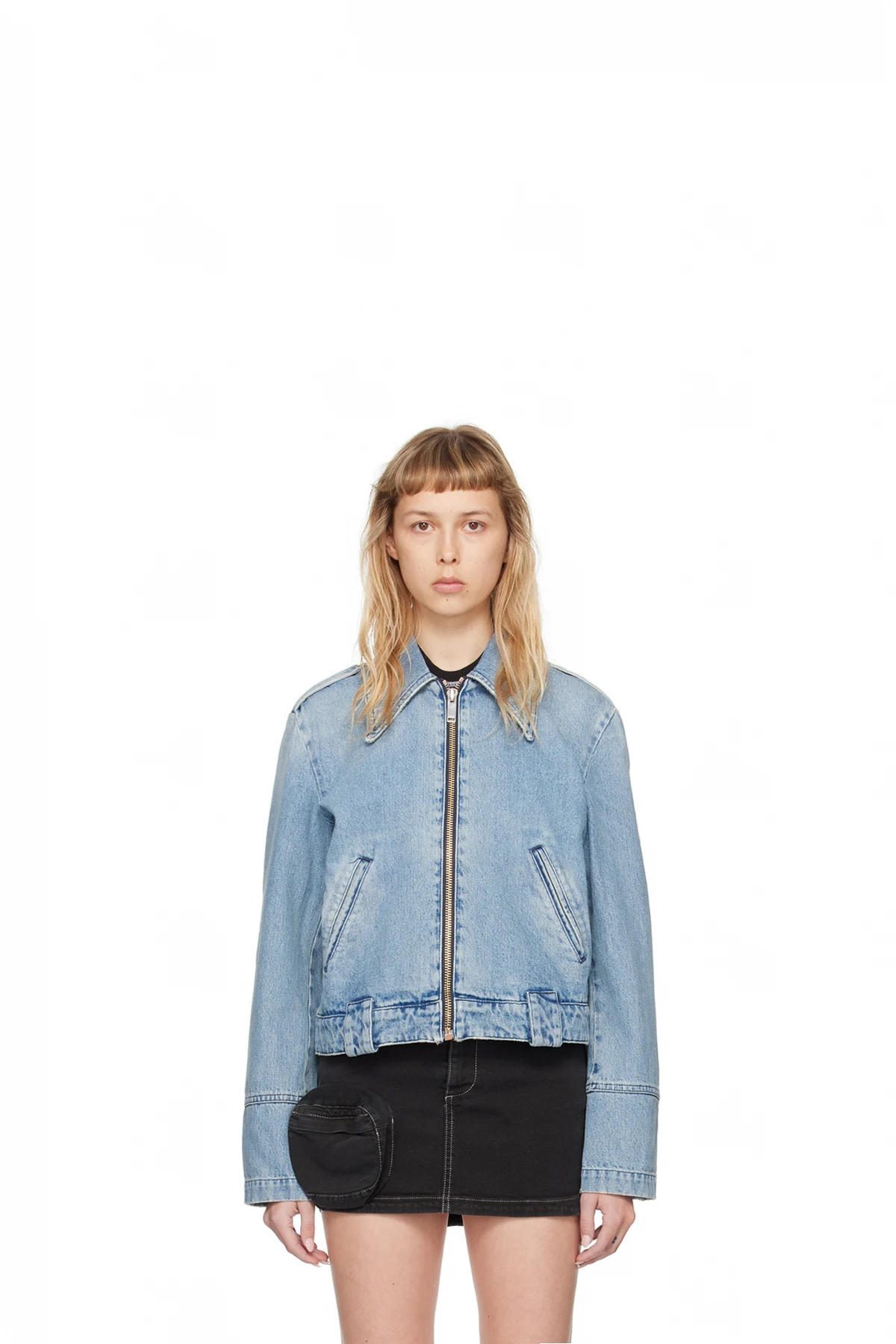 Blue Oversized Denim Biker Jacket