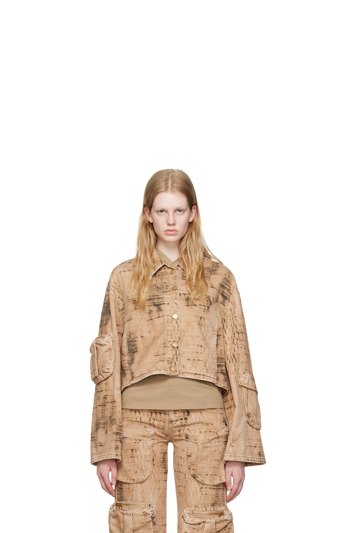 Tan Camouflage Denim Jacket