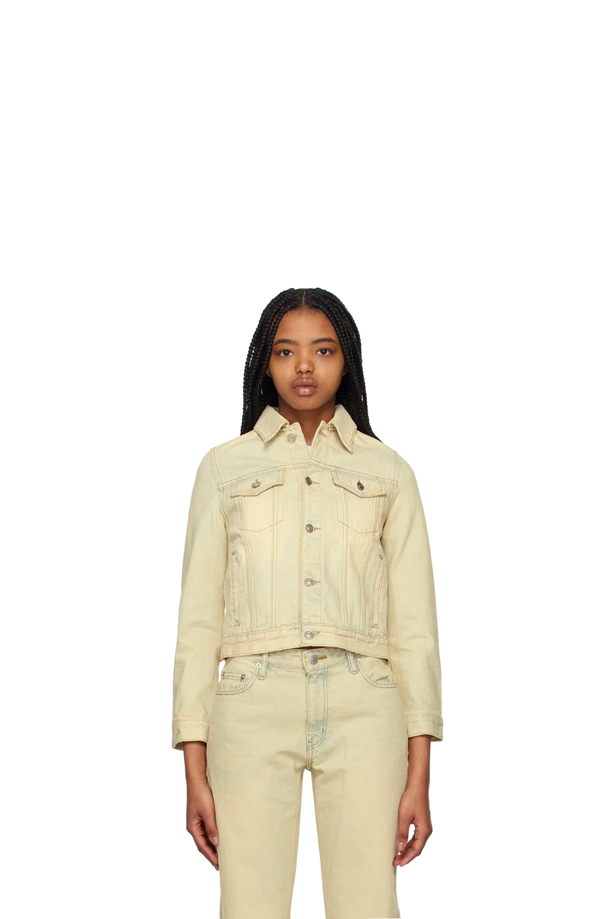 Beige Faded Denim Jacket
