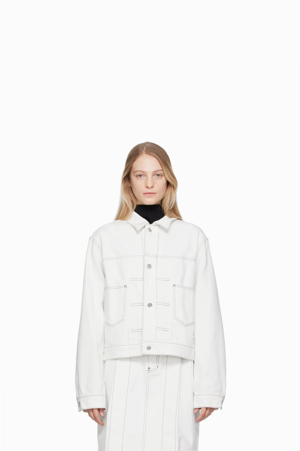 White Tucked Denim Jacket