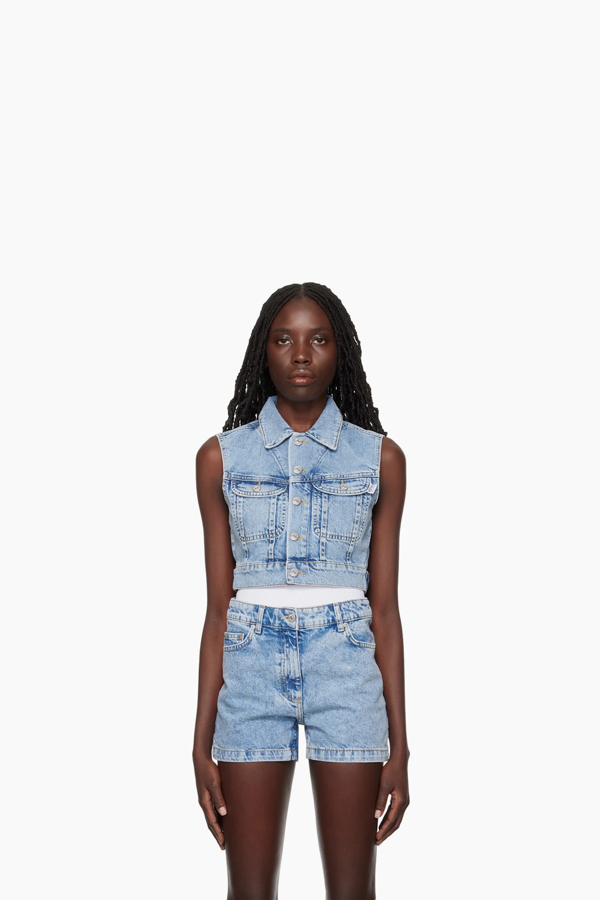 Blue Faded Denim Vest