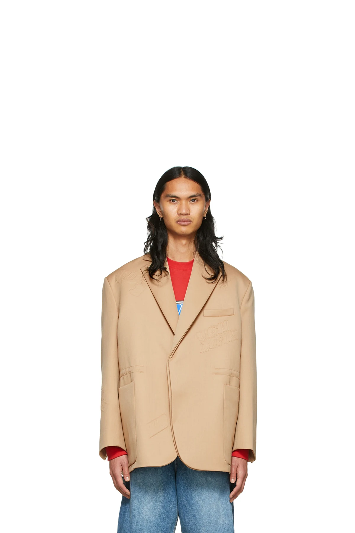 Beige Wool & Polyester Blazer