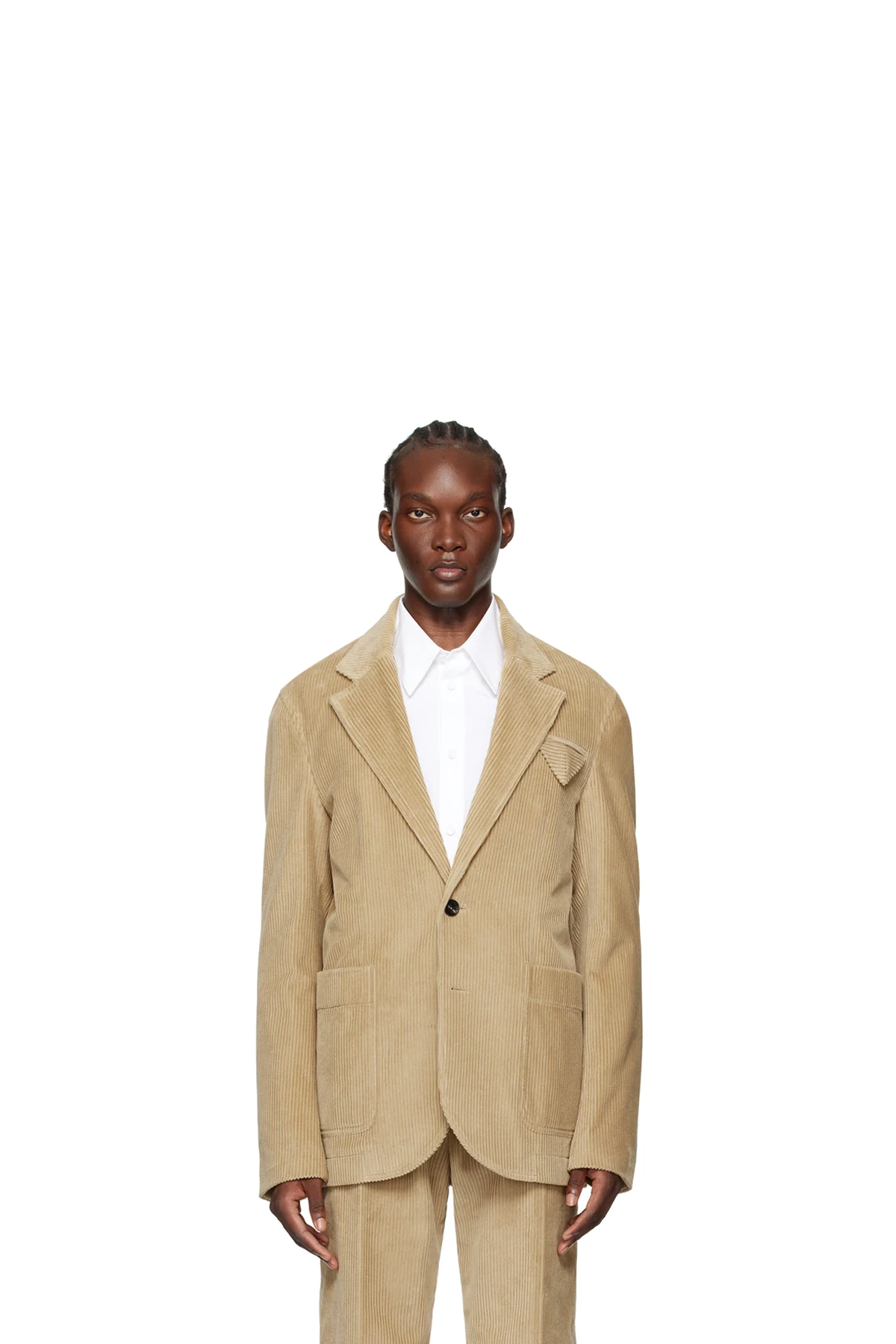 Beige Single-Breasted Blazer