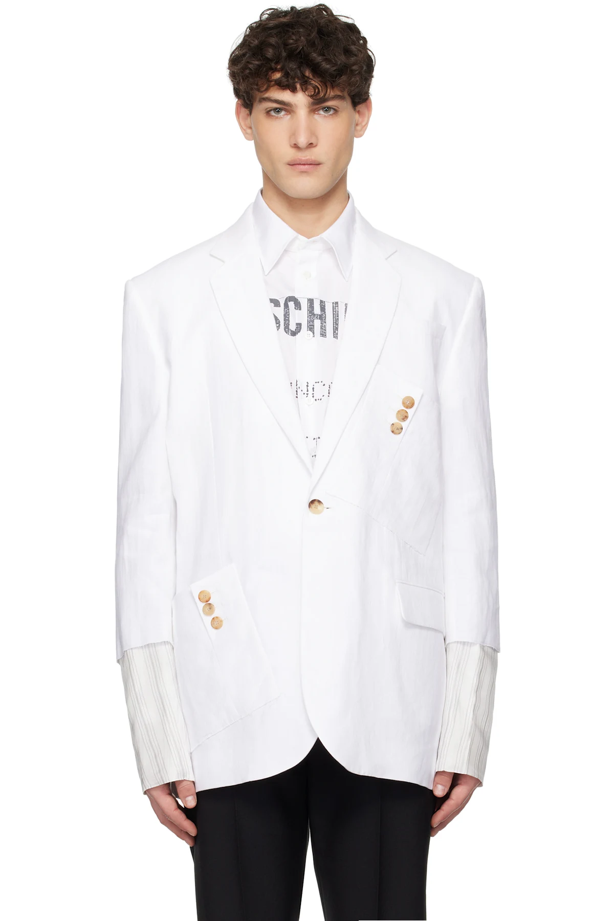 White Cuff Details Blazer