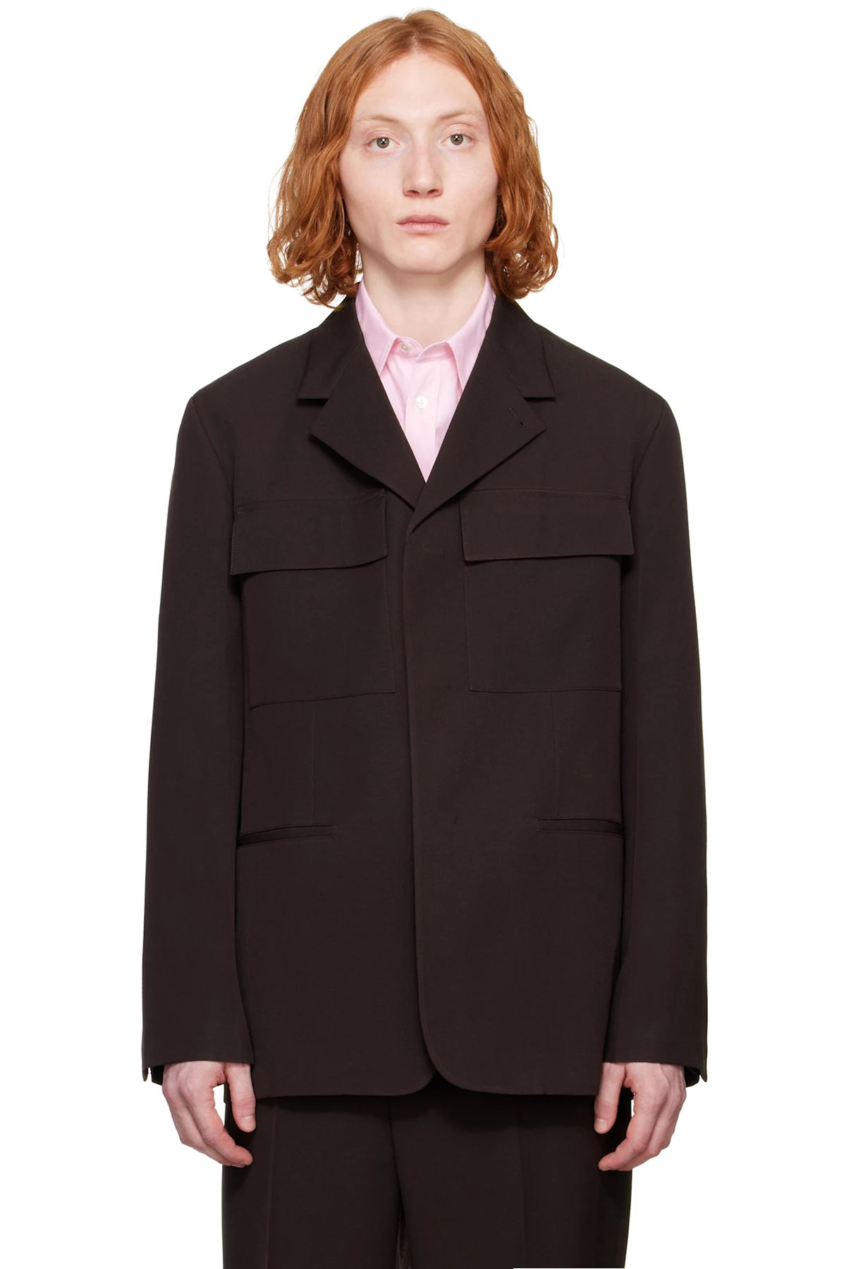 Brown Sharp Wool Gabardine Blazer