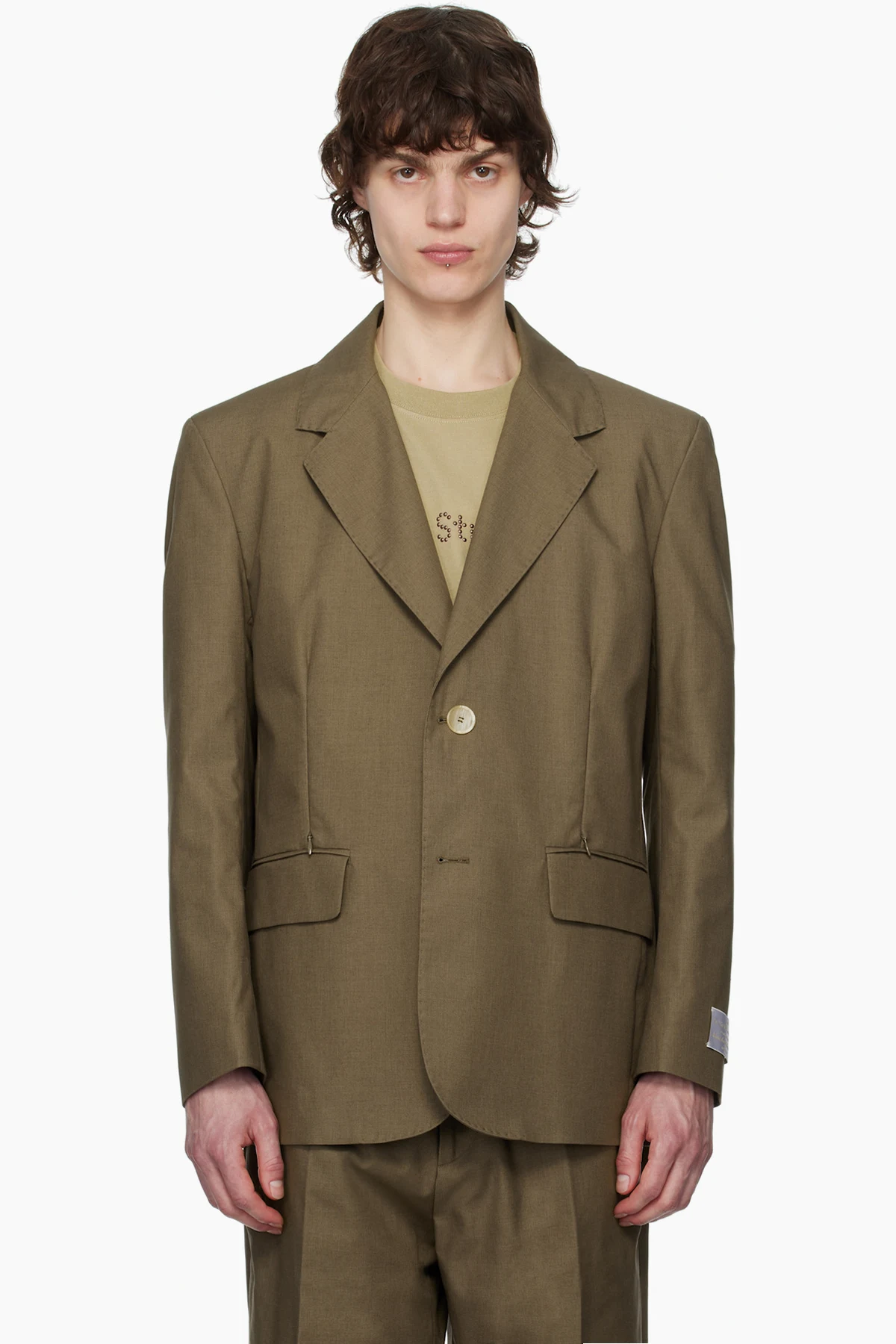Khaki Writer Gabardine Tailored Blazer