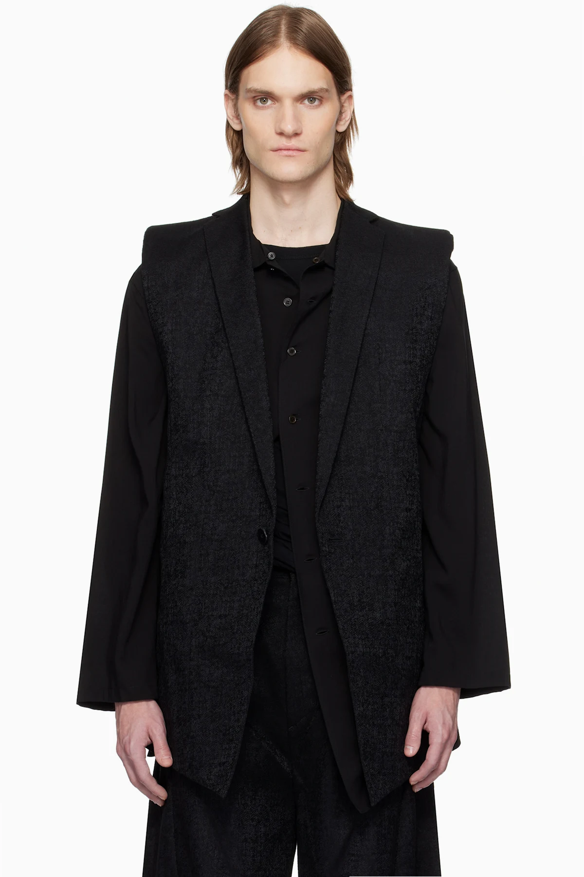Black Herren Sleeveless Blazer
