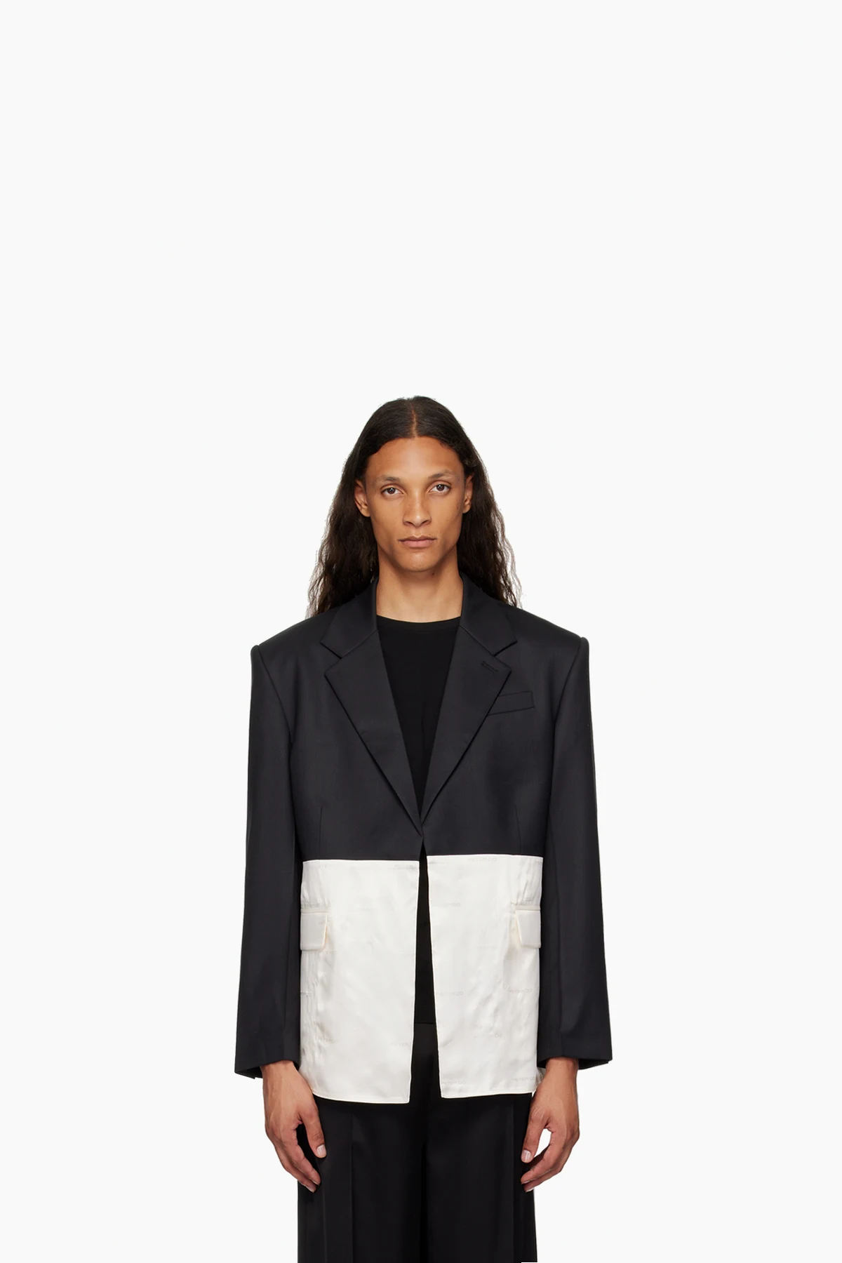 Black & Off-White Combo Classic Blazer