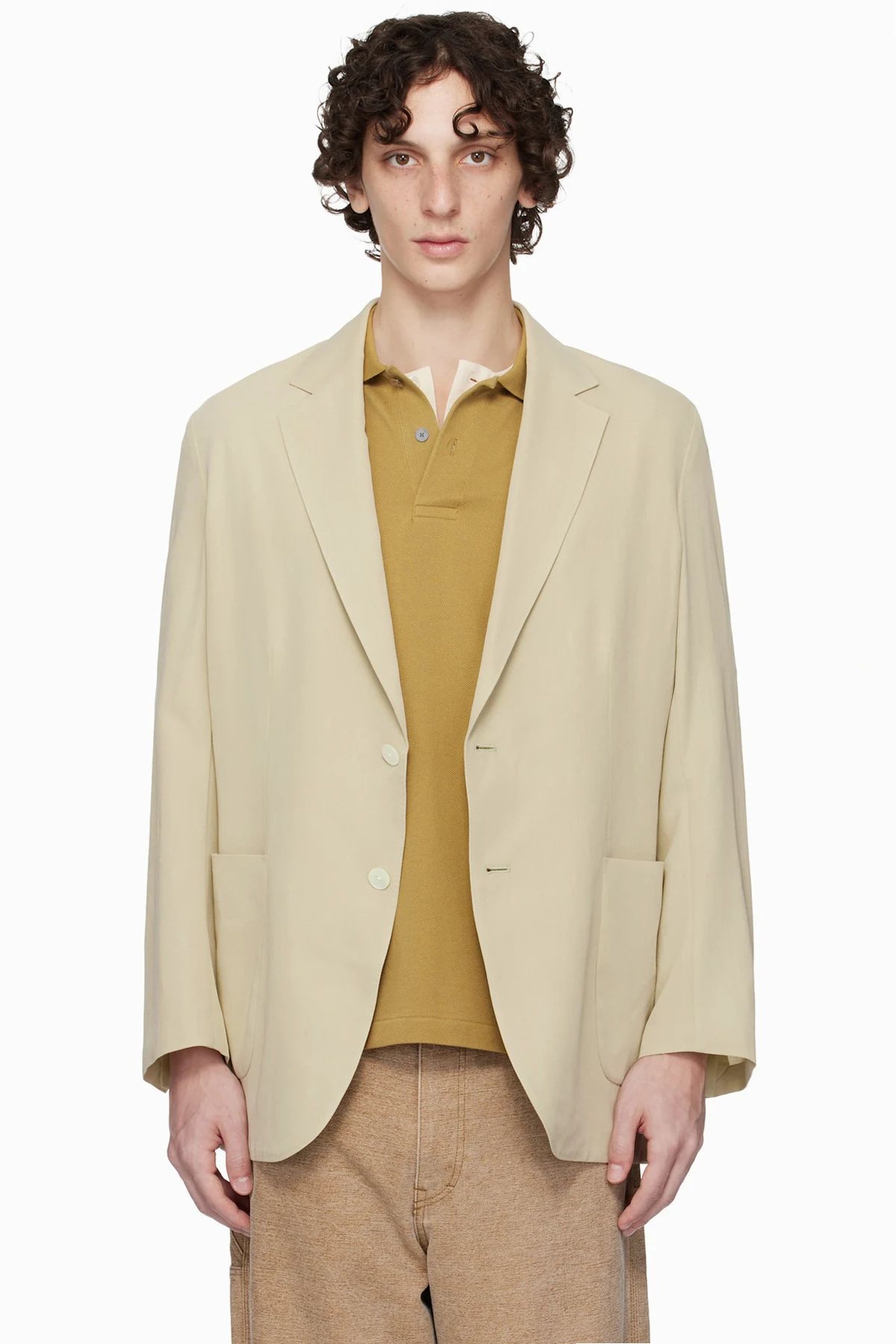 Khaki Light Cotton Wool Viyella Blazer