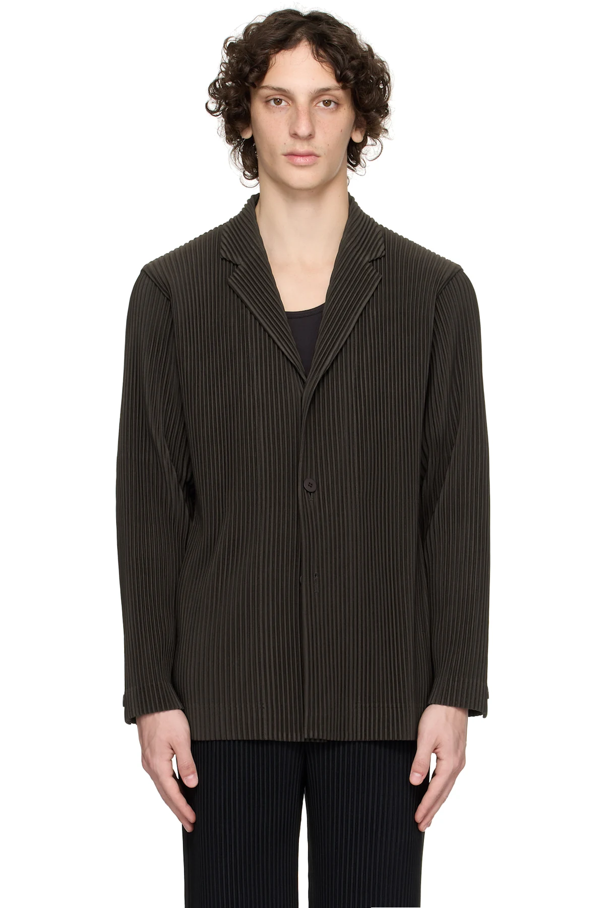 Brown Tailored Pleats 2 Blazer