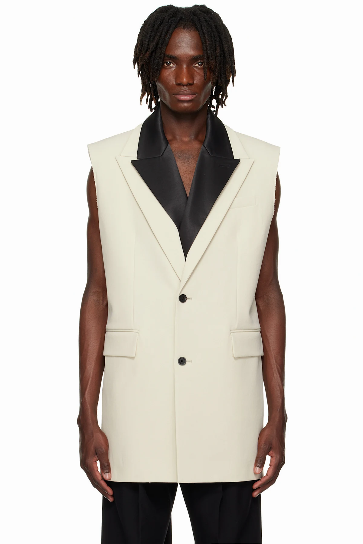 SSENSE Exclusive Beige & Black Double Layer Sleeveless Blazer
