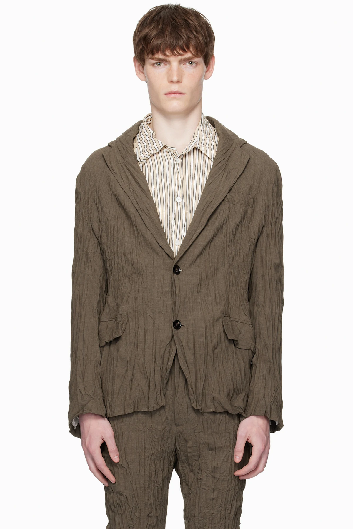 Brown Crushed Wool Blazer