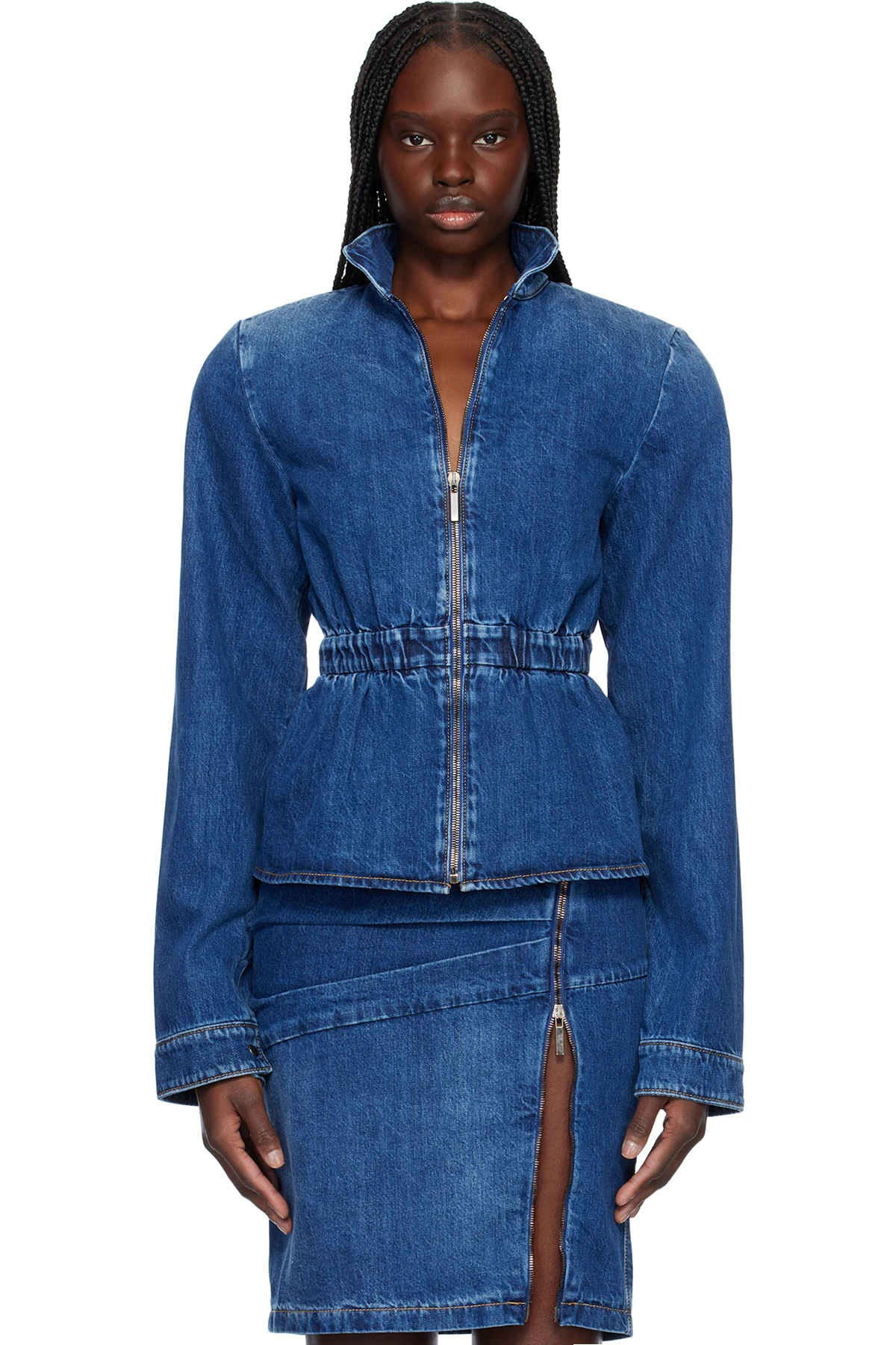 Blue Hayley Peplum Bomber Denim Jacket