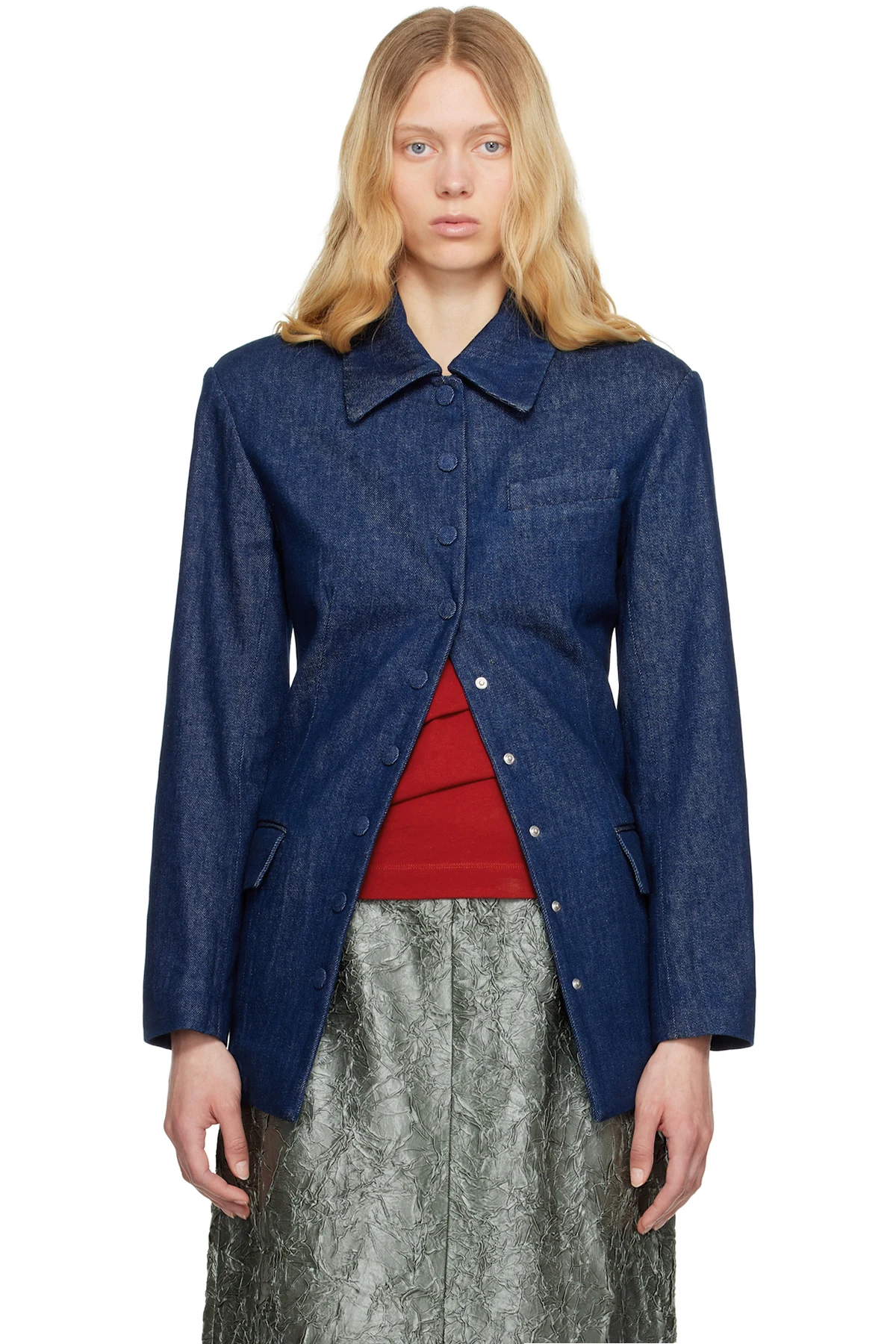 Navy Press-Stud Denim Jacket