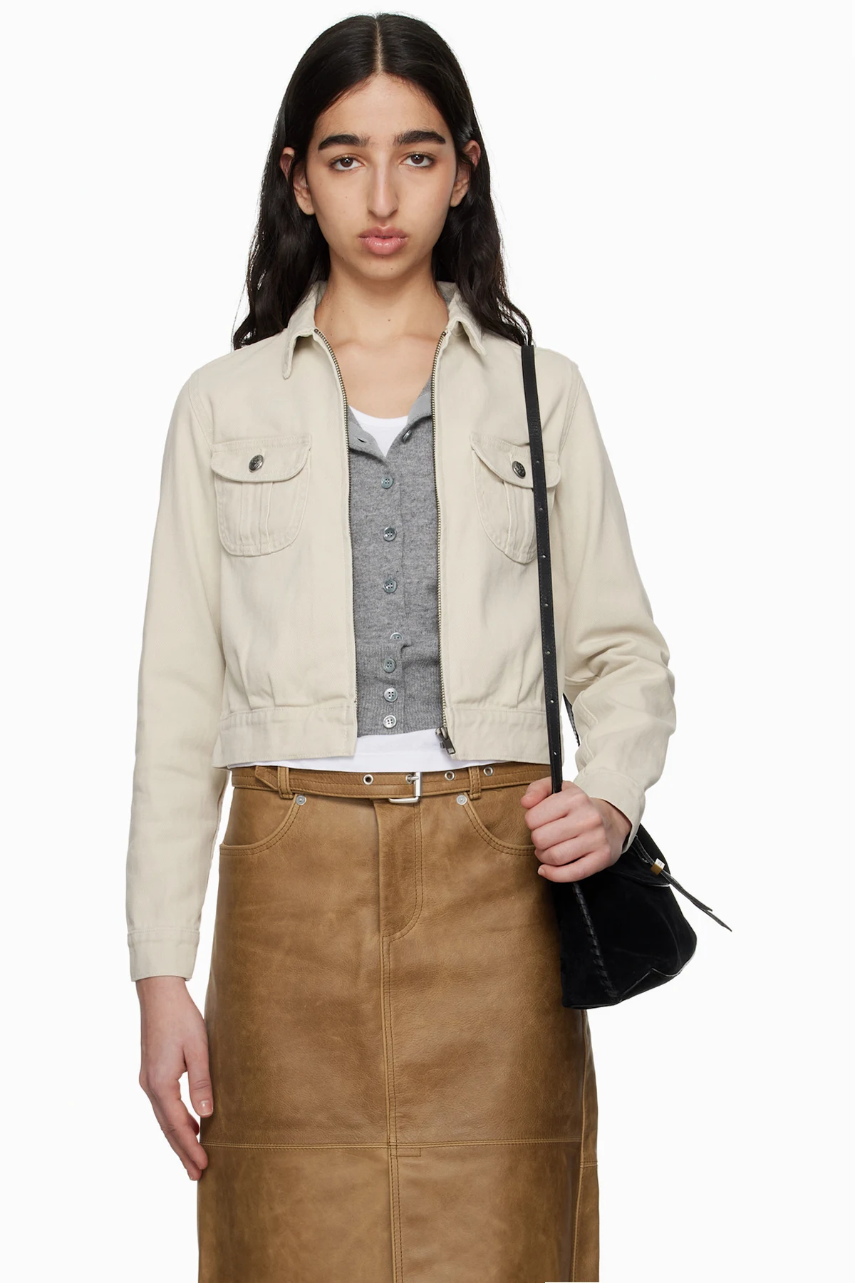 Off-White Cropped Rider Denim Jacket