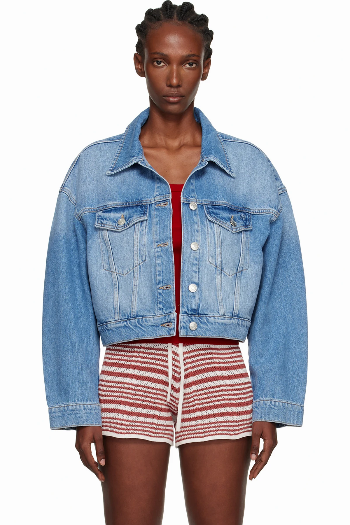 Blue Cropped Denim Jacket