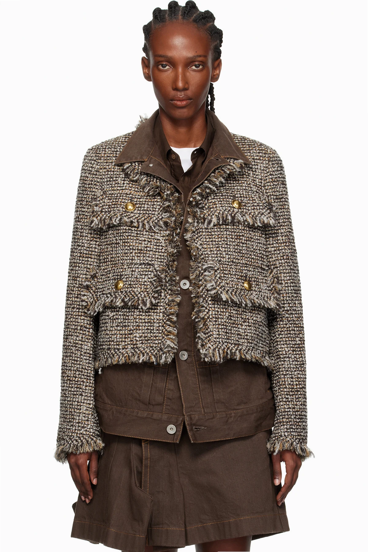 Brown Tweed Denim Jacket