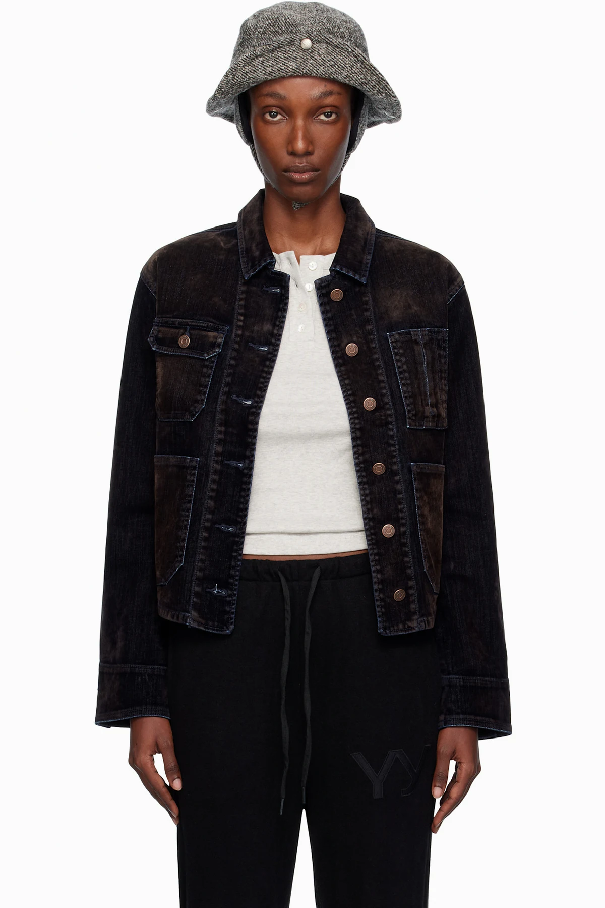 Black Velvet Denim Trucker Jacket