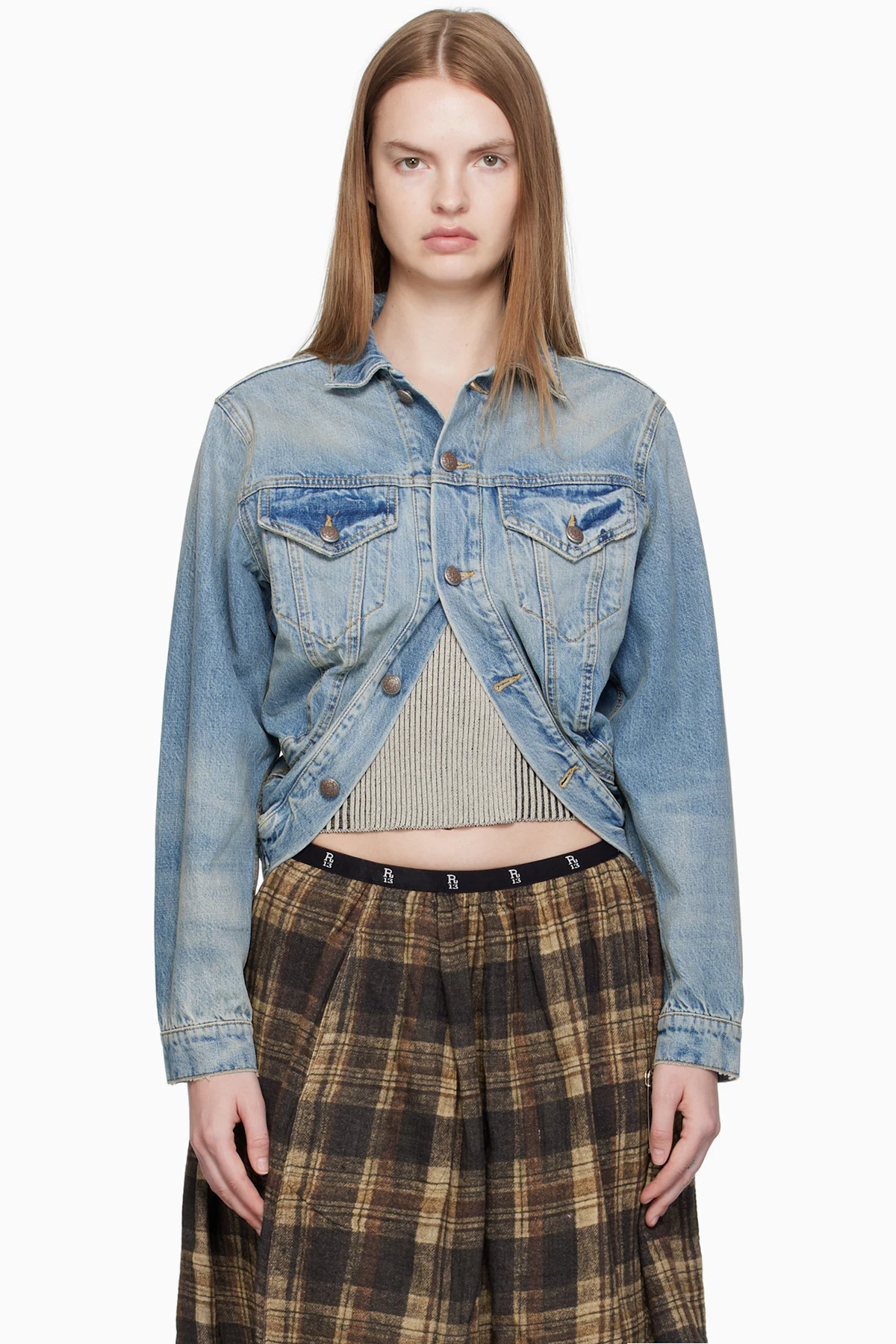 Blue Wrap Around Denim Trucker Jacket