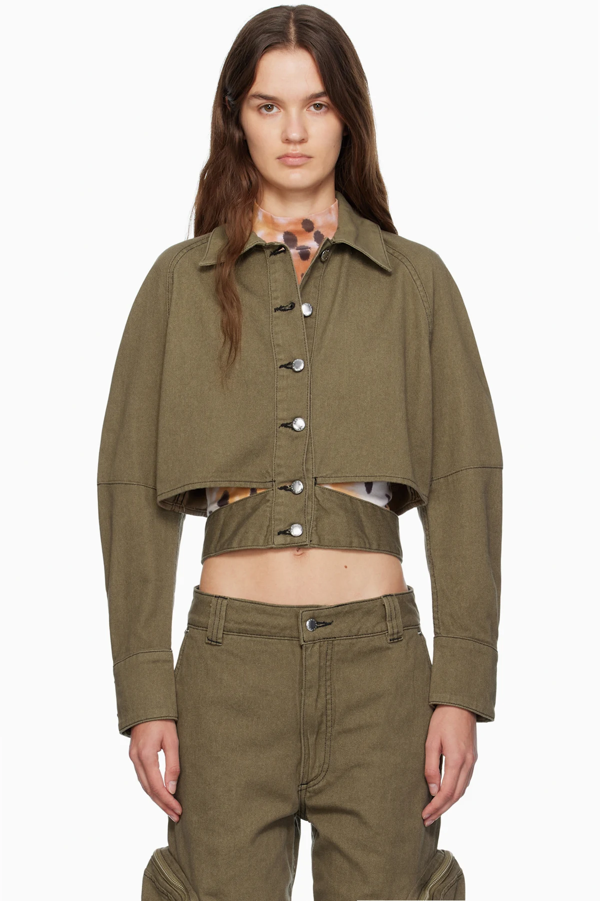 Khaki Ellipse Denim Jacket