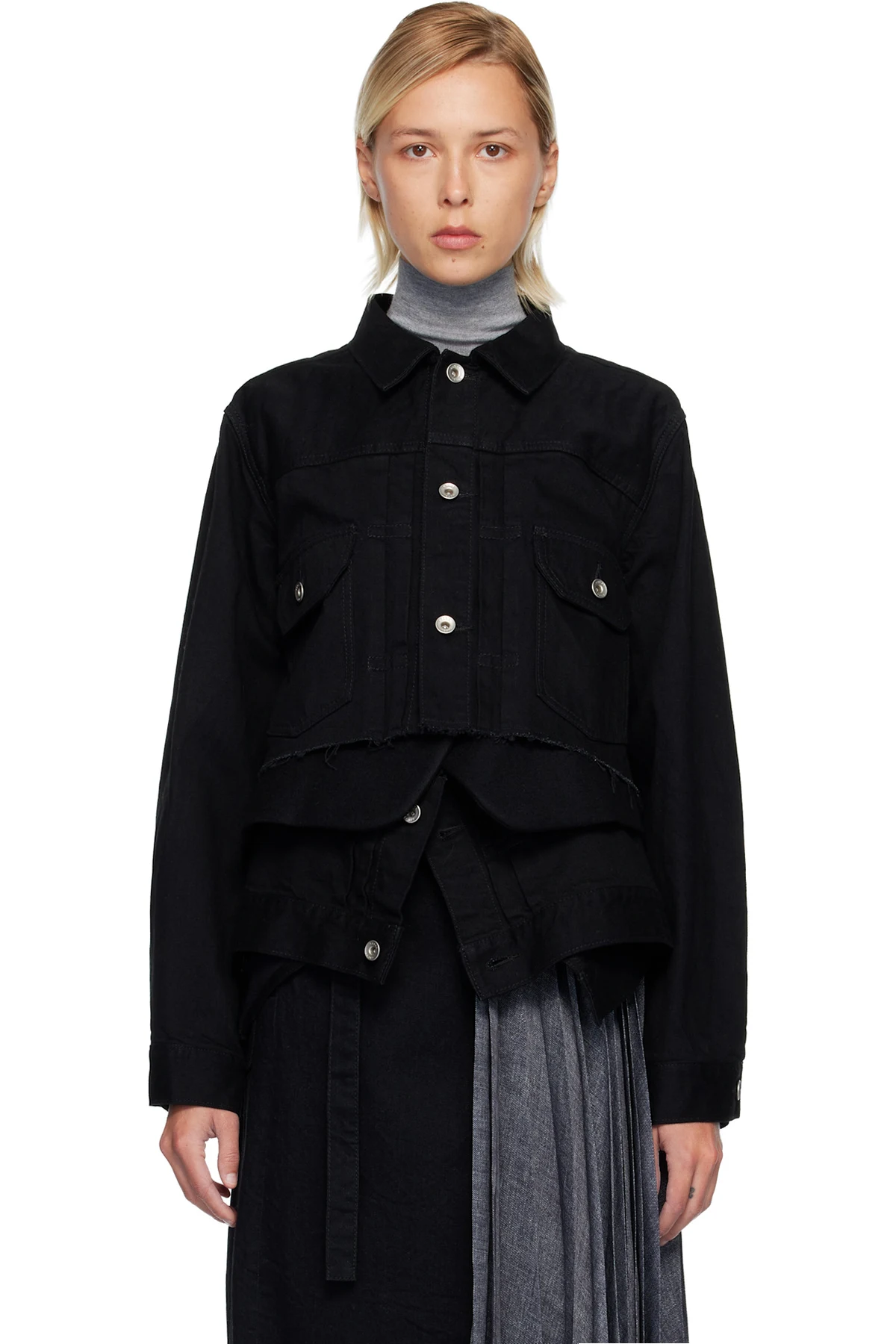 Black Denim & Wool Melton Jacket