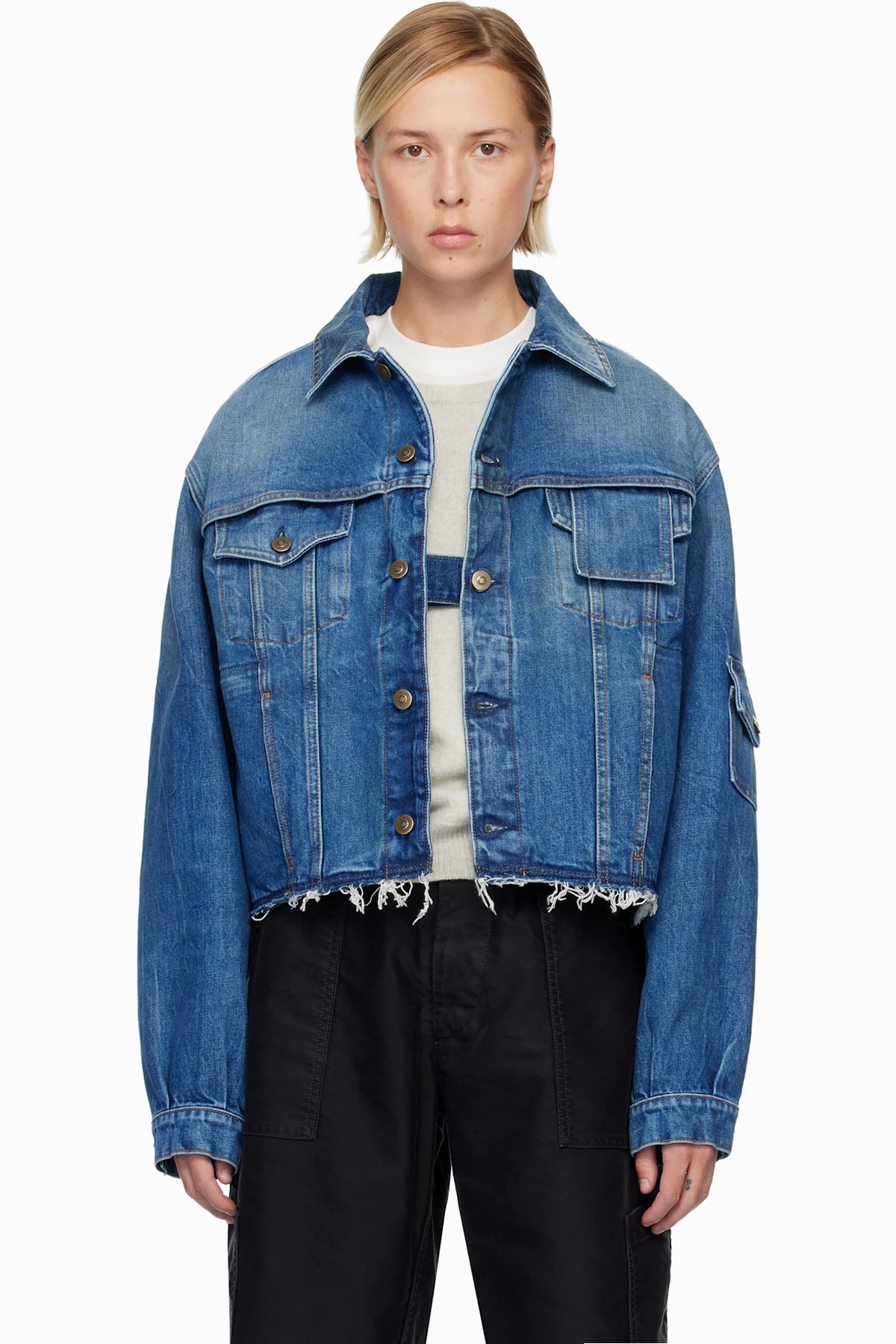 Blue Paneled Denim Jacket