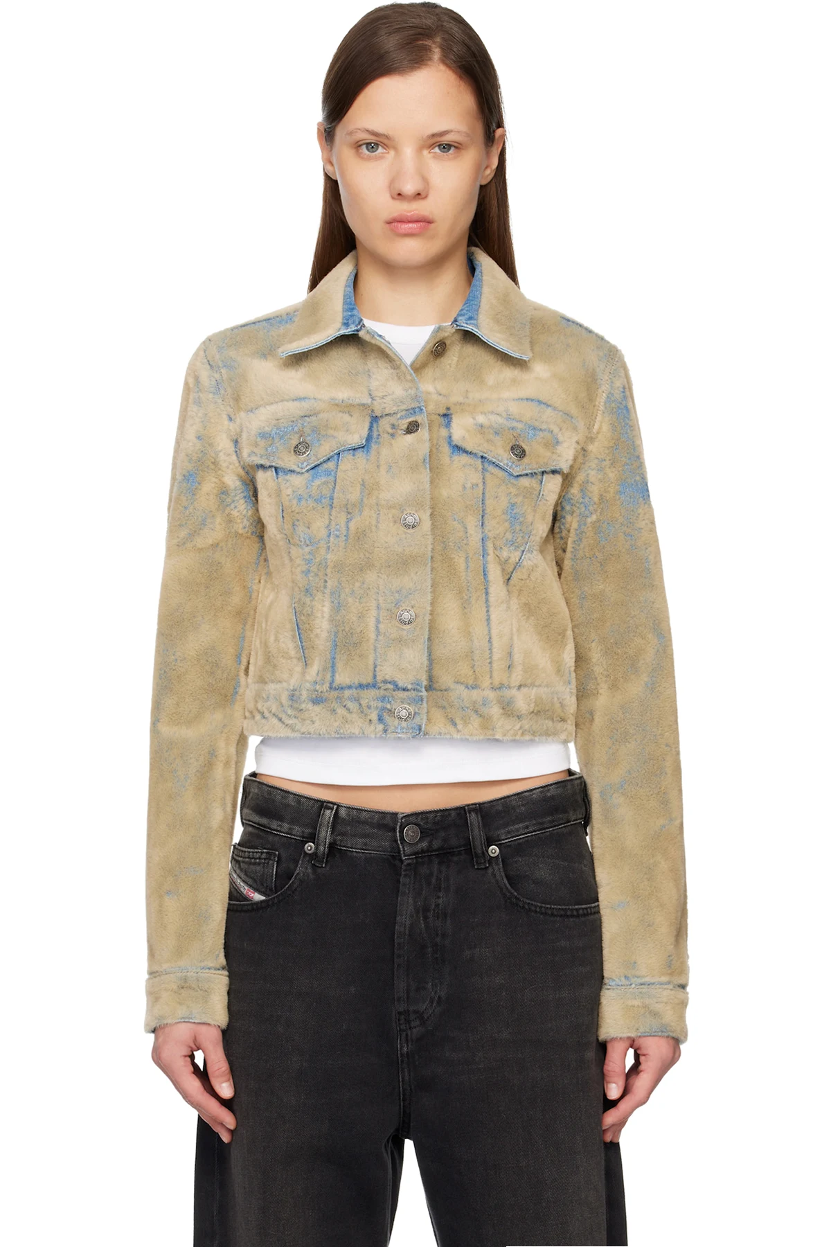 Blue Flocked Denim Jacket