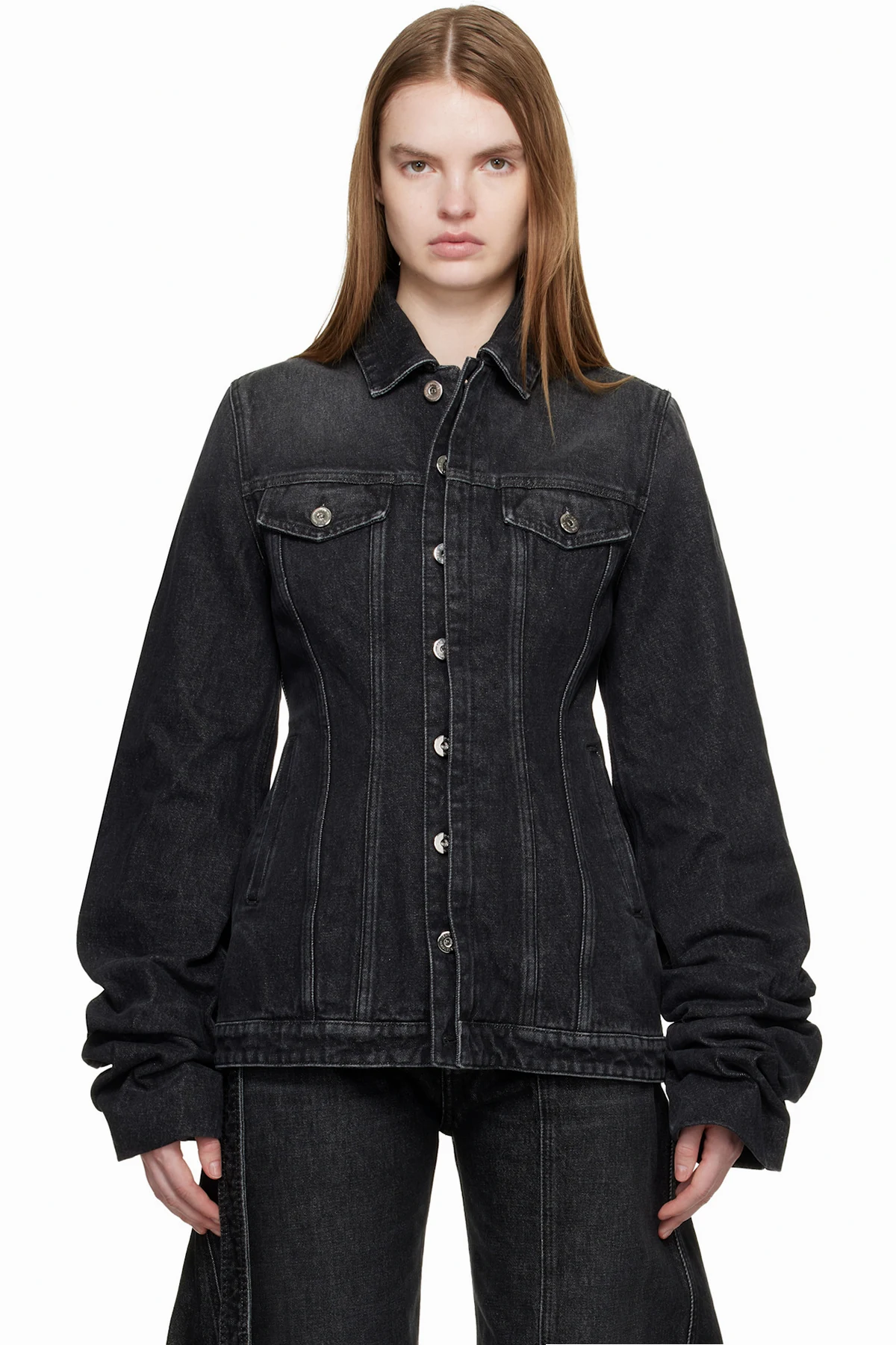 Black Oversized Sleeves Denim Jacket