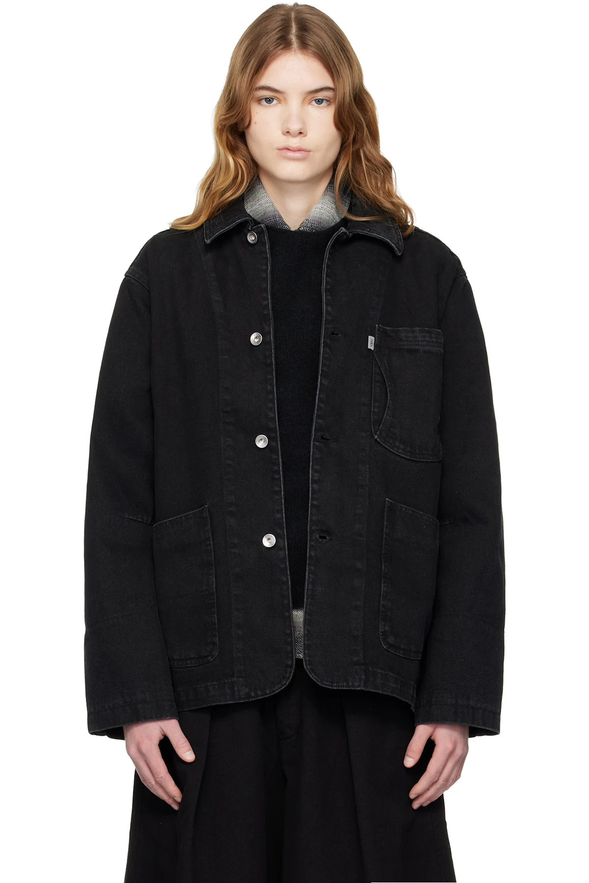 Black Construction Denim Chore Jacket