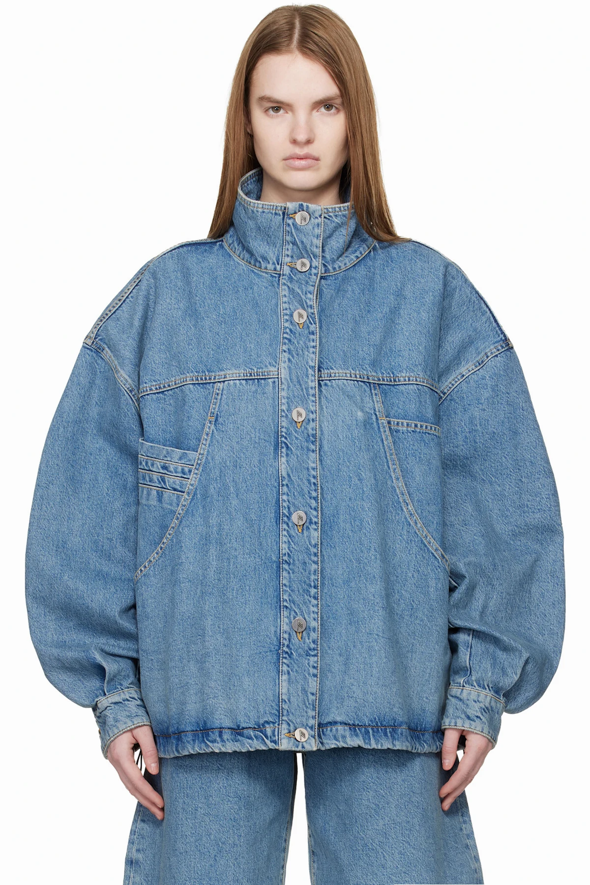 Blue Washed Denim Bomber Jacket