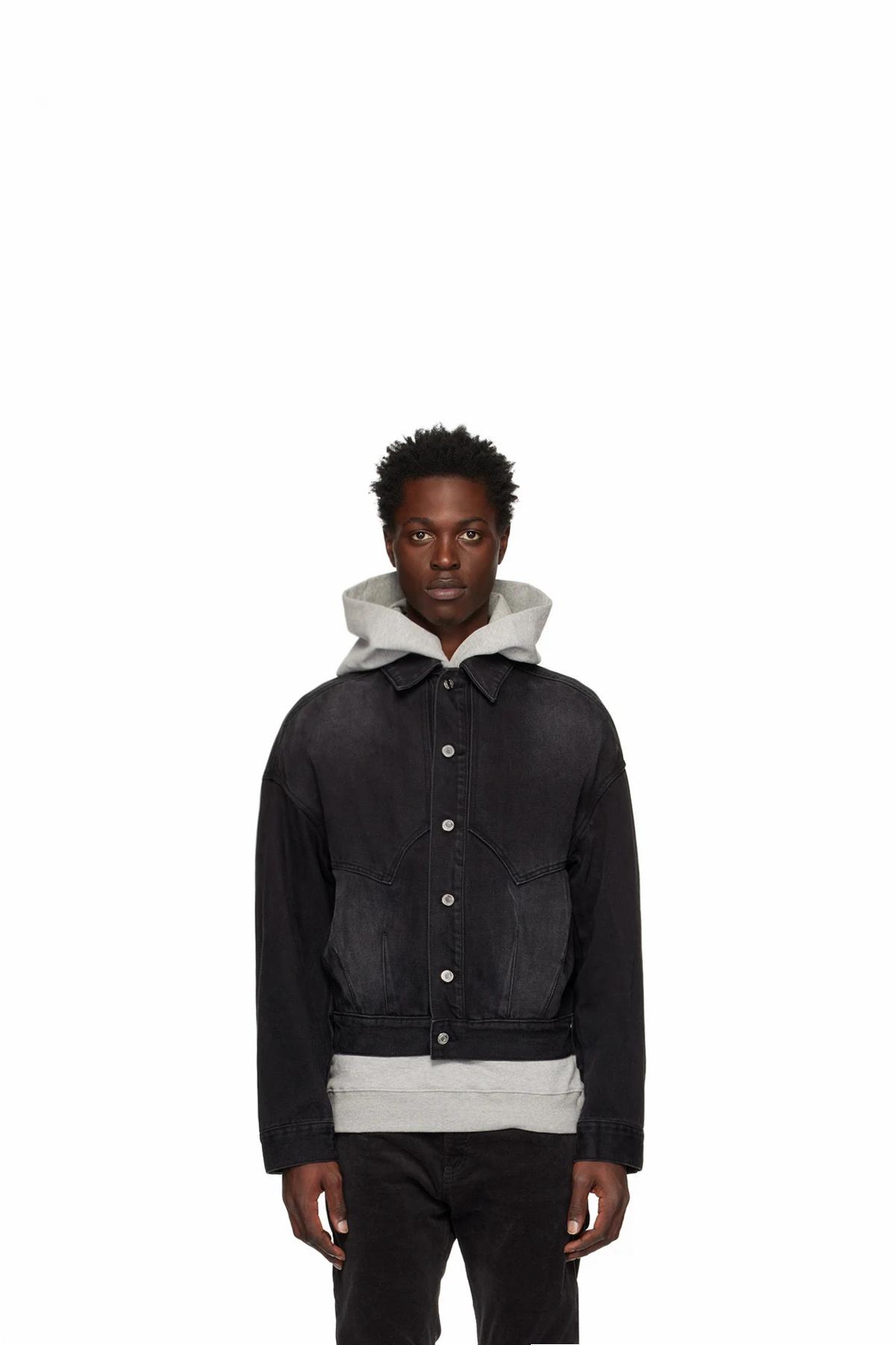 Black Relaxed-Fit Denim Jacket