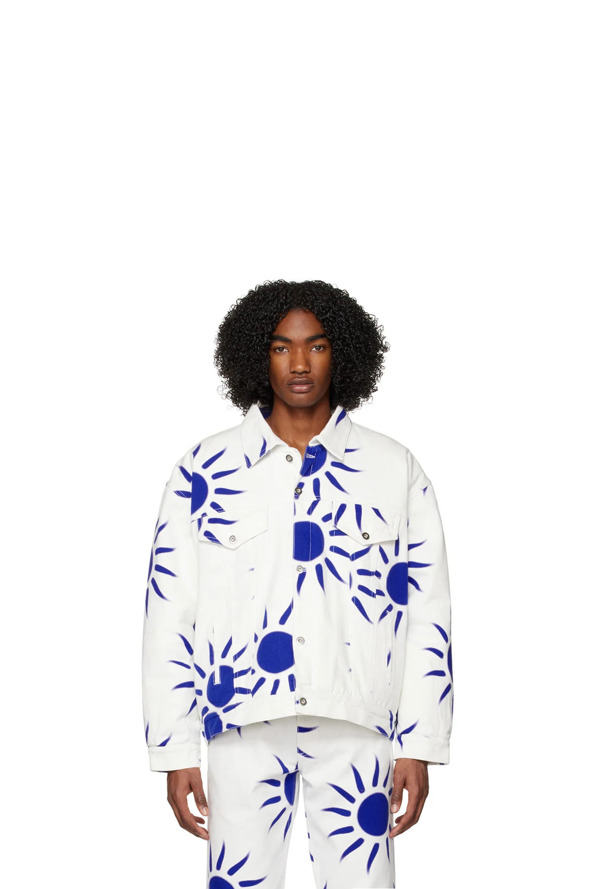 White Printed Denim Jacket