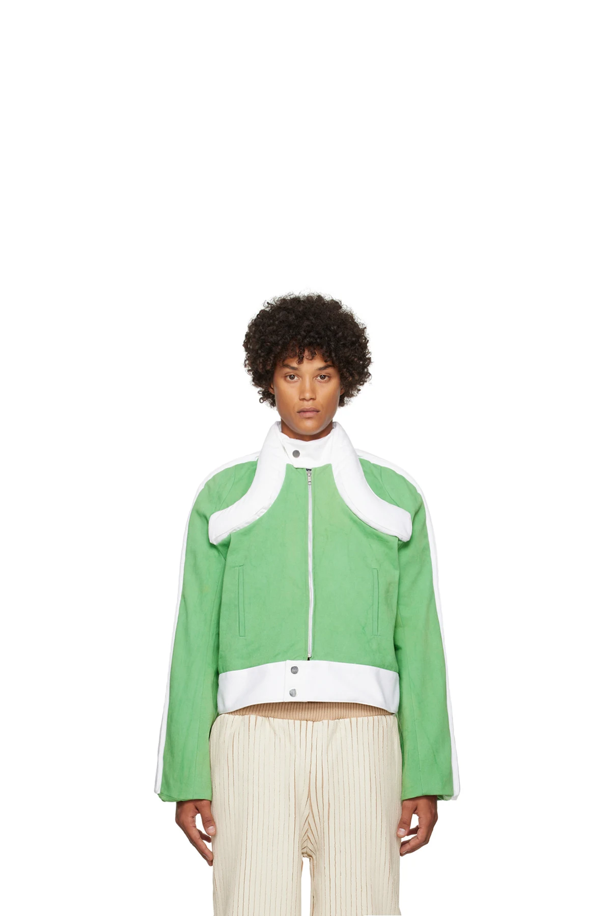 SSENSE Exclusive Green & White Denim Jacket