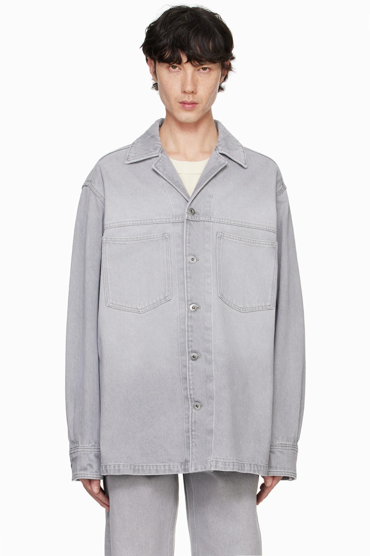 Gray Washed Denim Shirt