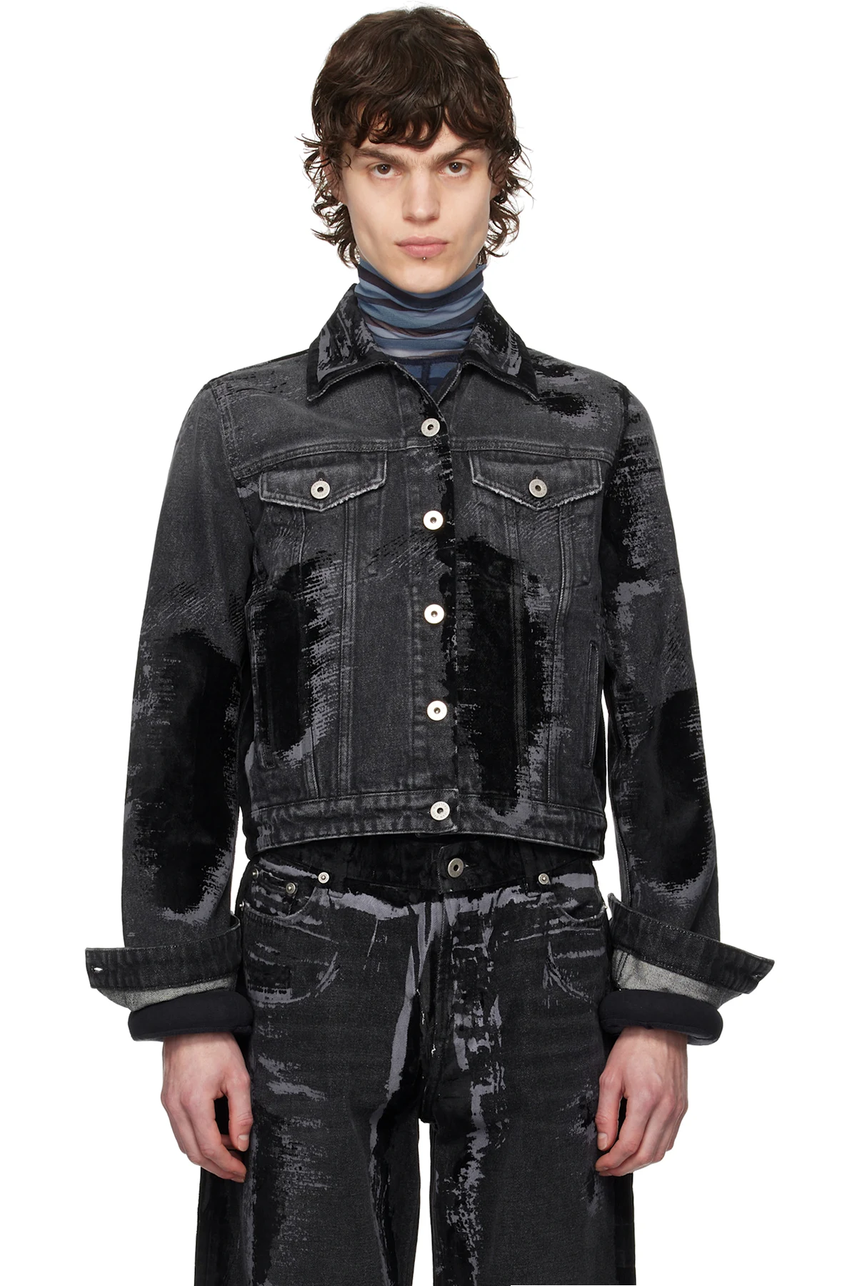 Black 'The Flocked' Denim Jacket